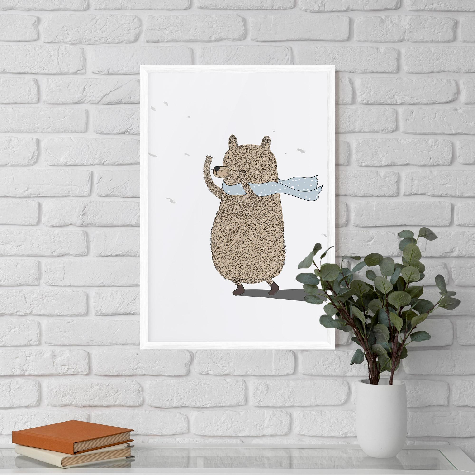 Рамкиран постер Bear Wearing A Scarf mockup 5