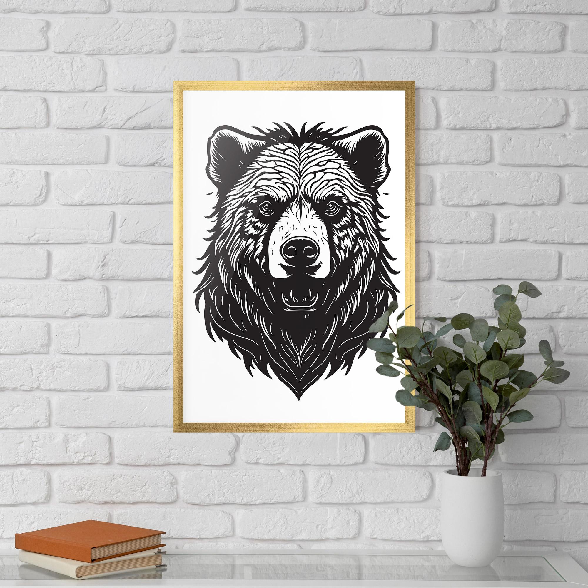 Рамкиран постер Bear Black Head mockup 5