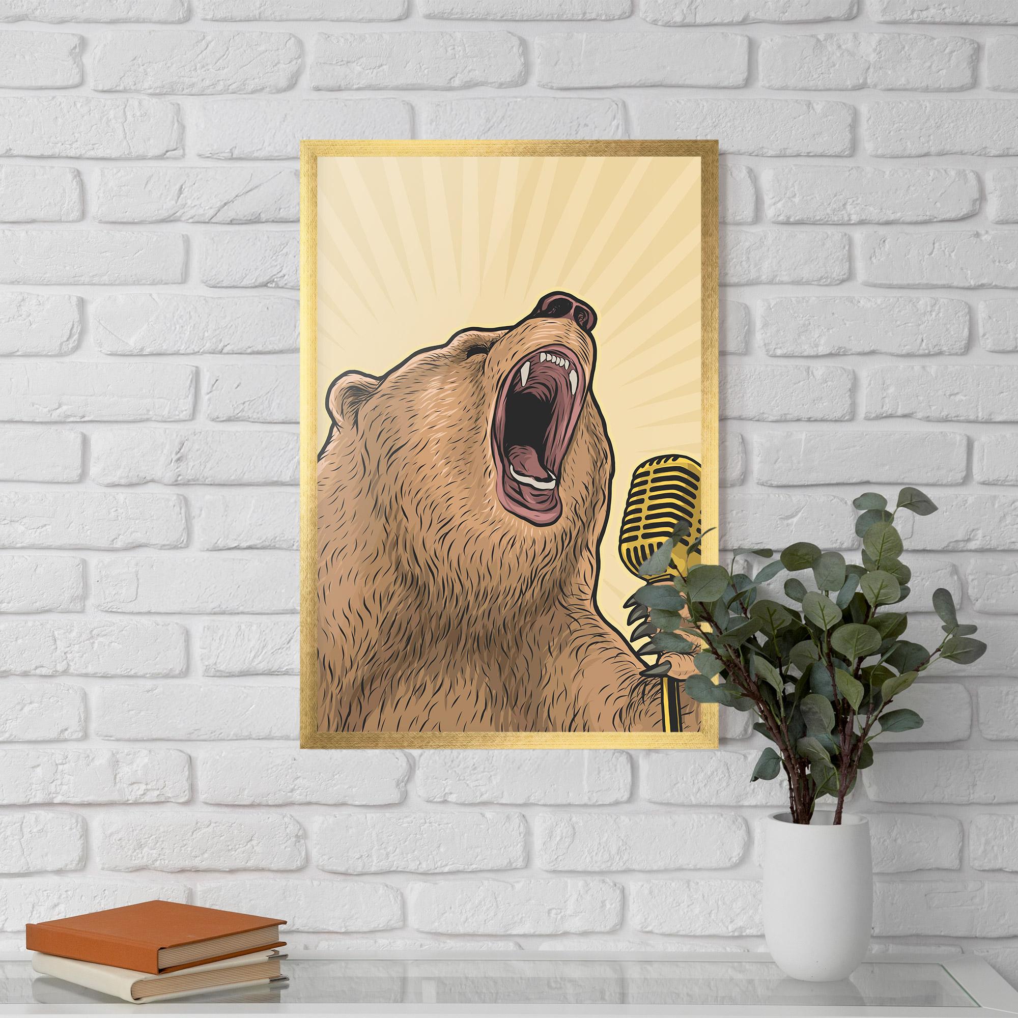 Рамкиран постер Bear Singing mockup 5