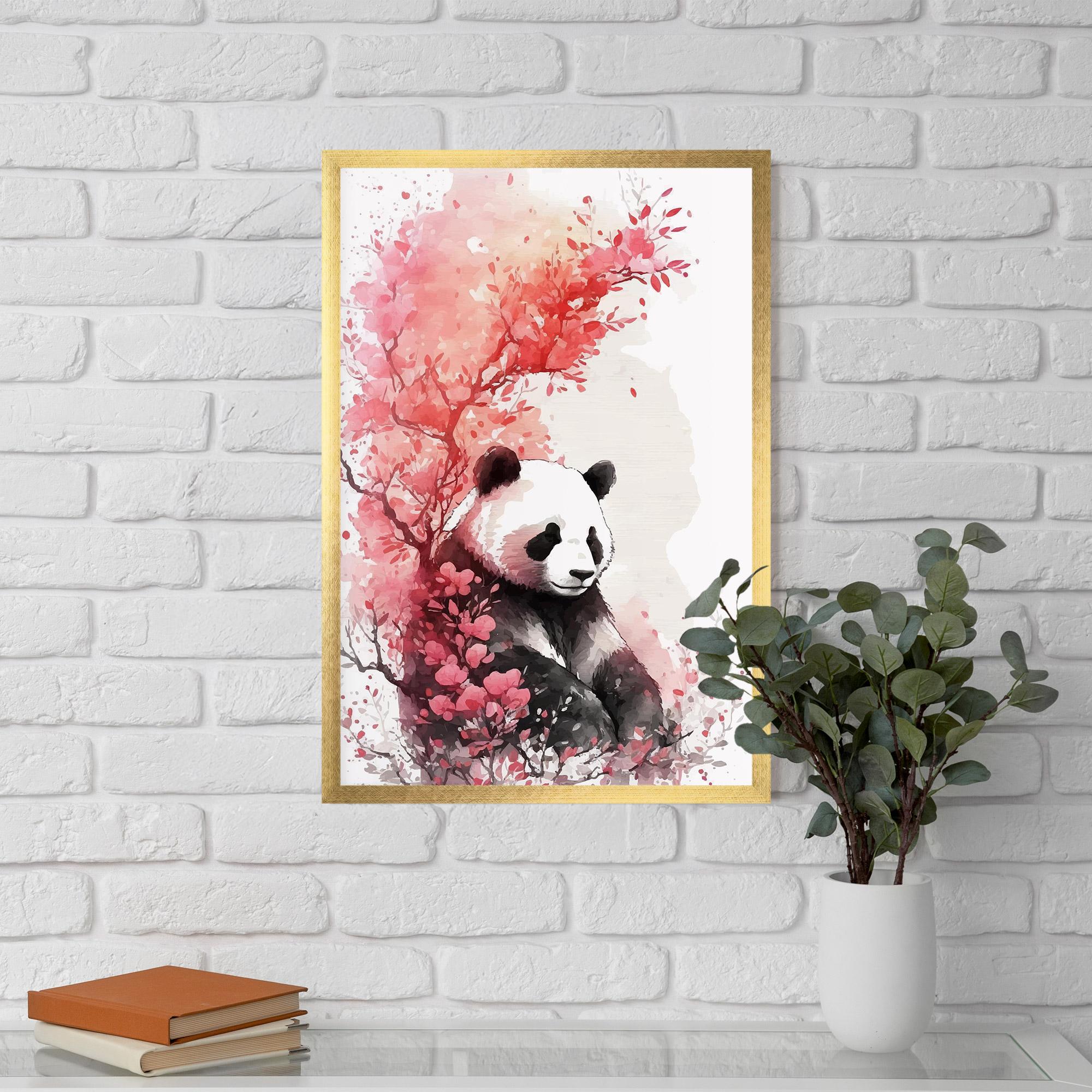 Рамкиран постер Pink Flower Panda mockup 5