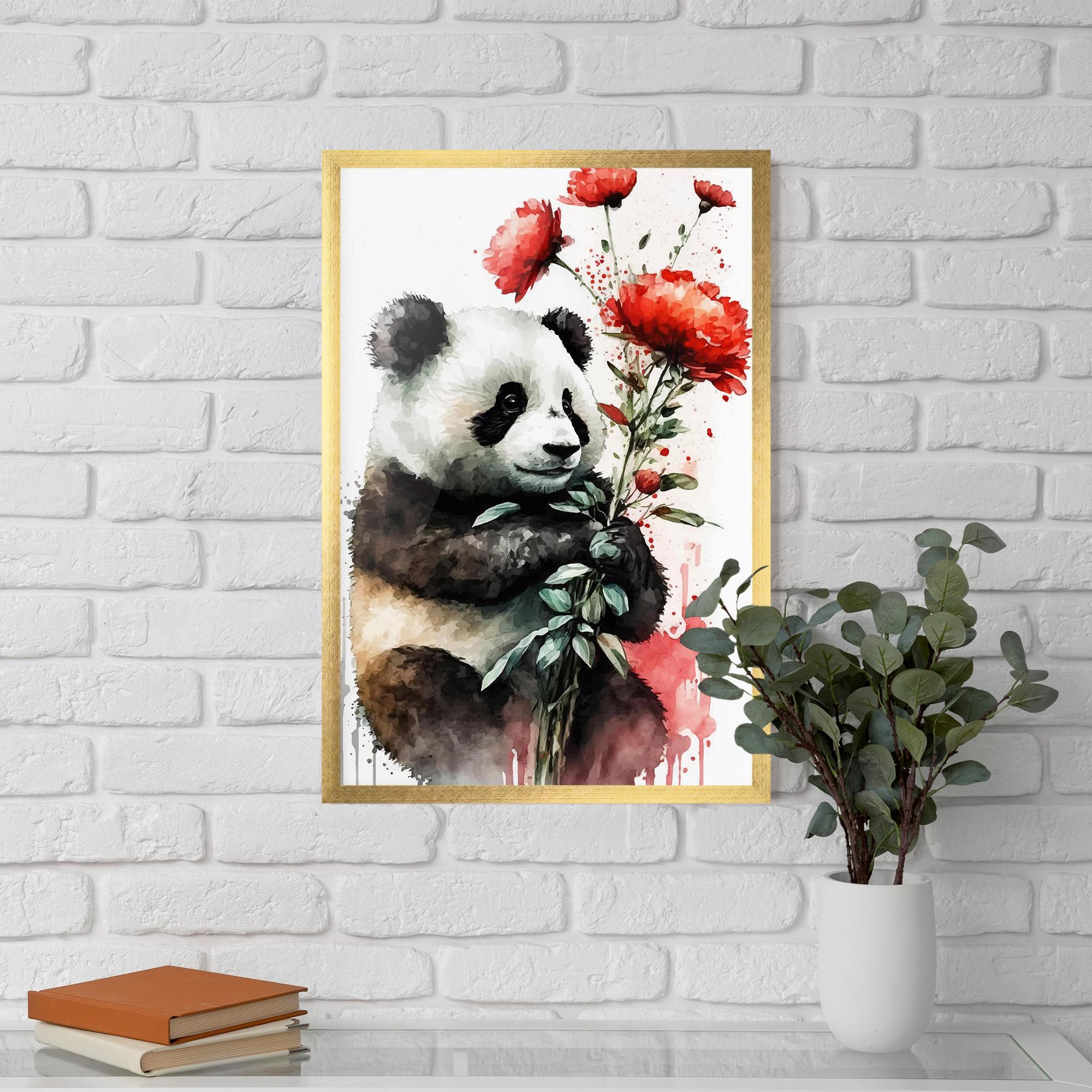 Рамкиран постер Red Flower Panda mockup 5
