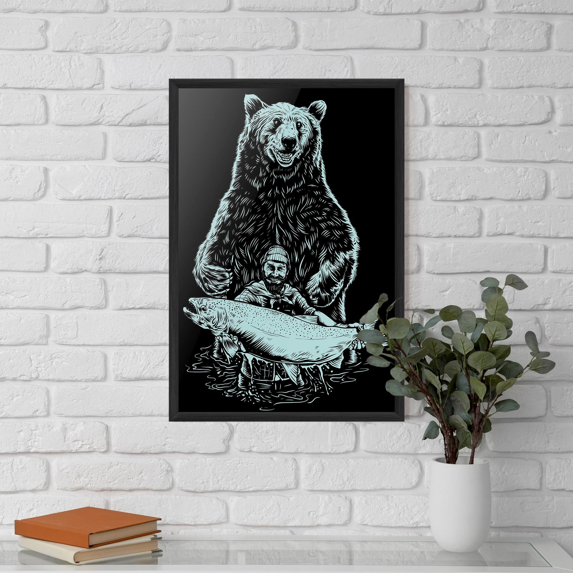 Рамкиран постер Fishing Bear mockup 5