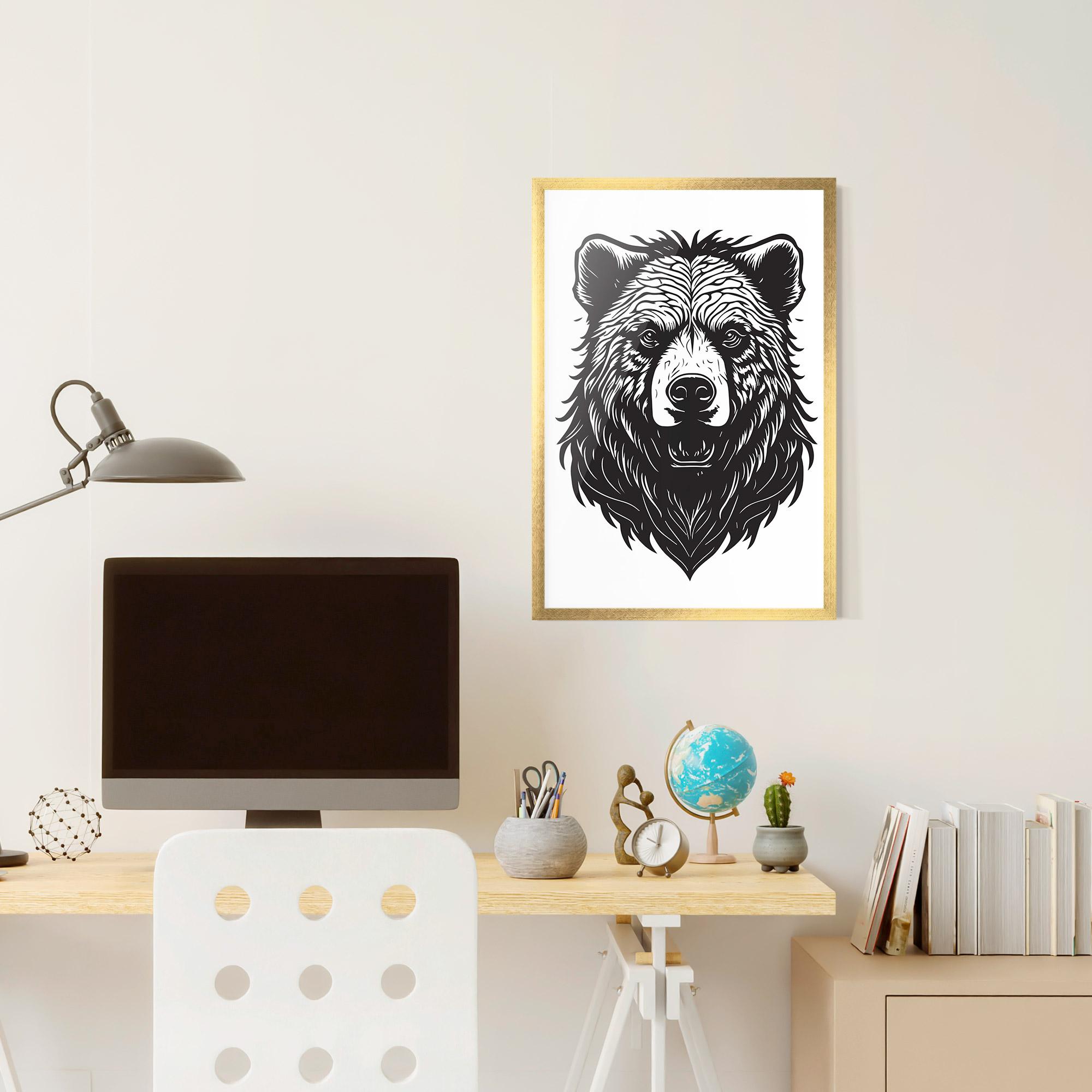 Рамкиран постер Bear Black Head mockup 6