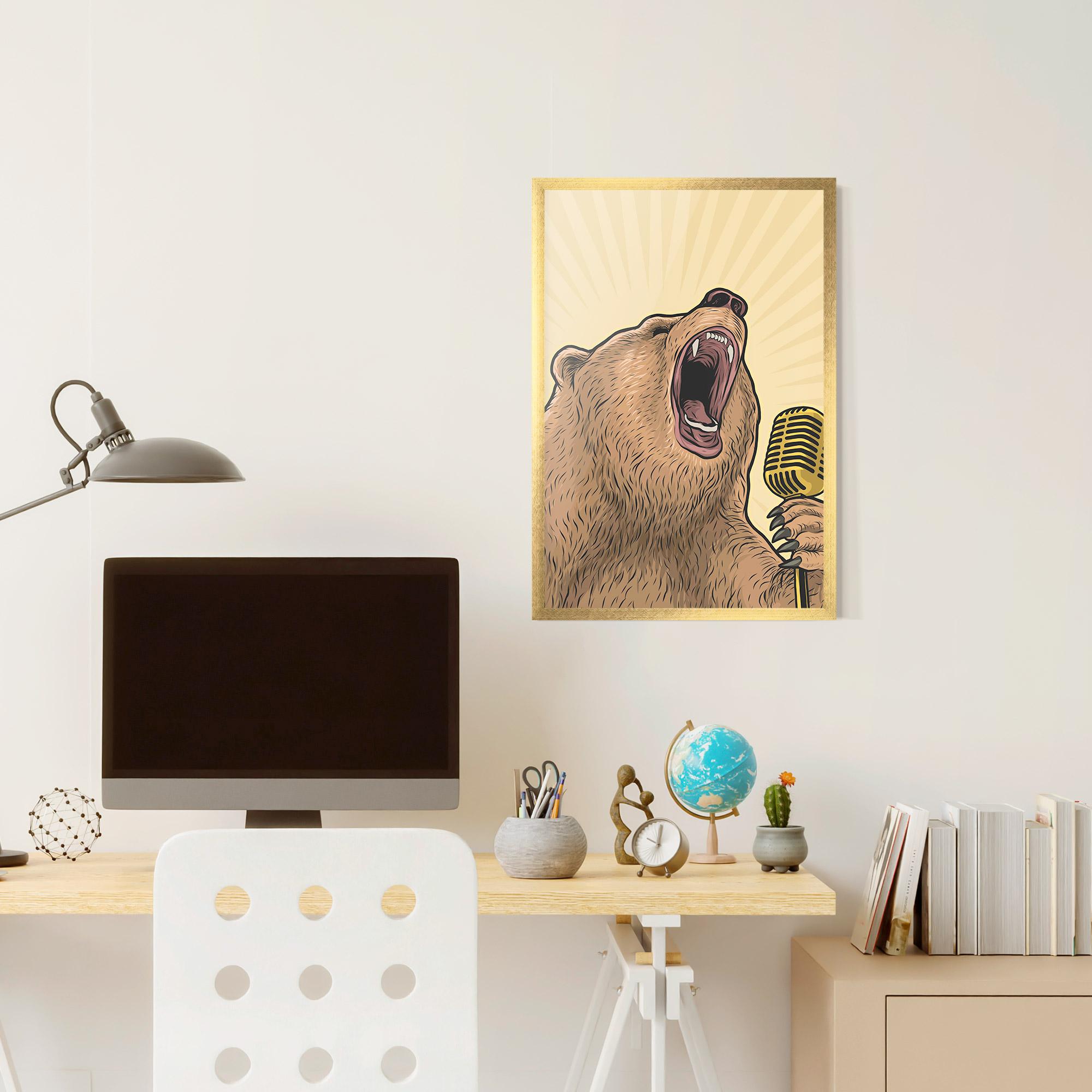 Рамкиран постер Bear Singing mockup 6