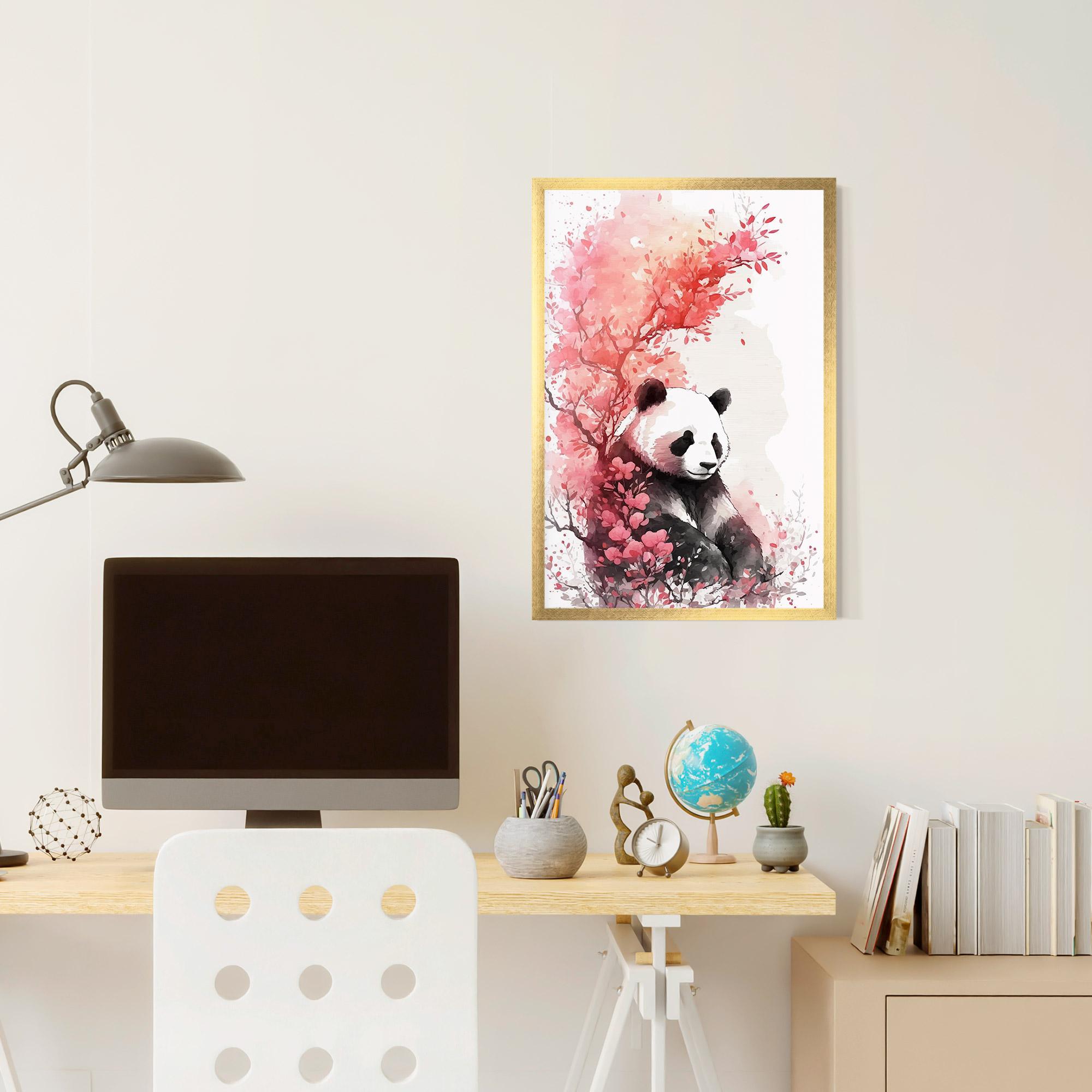 Рамкиран постер Pink Flower Panda mockup 6