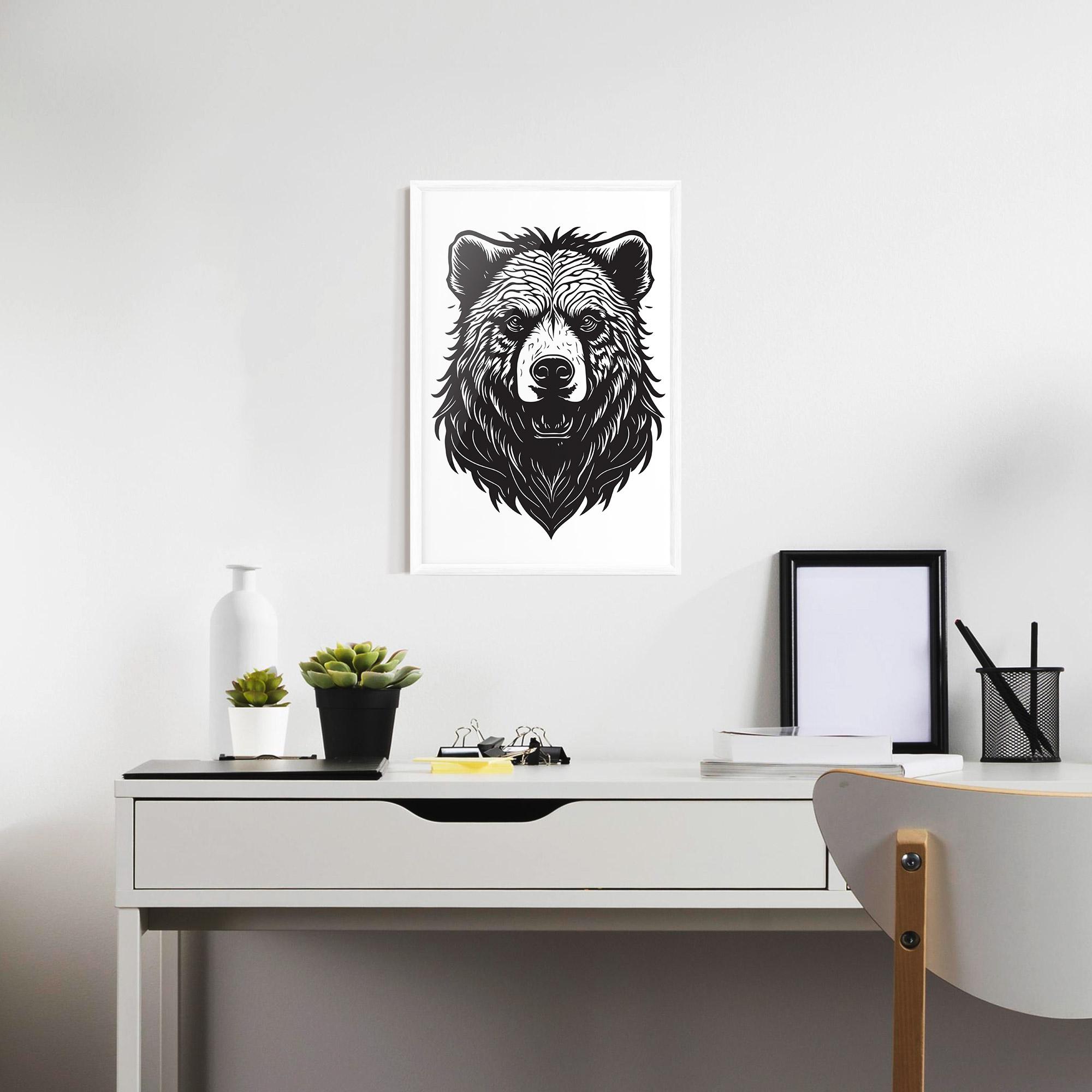 Рамкиран постер Bear Black Head mockup 7