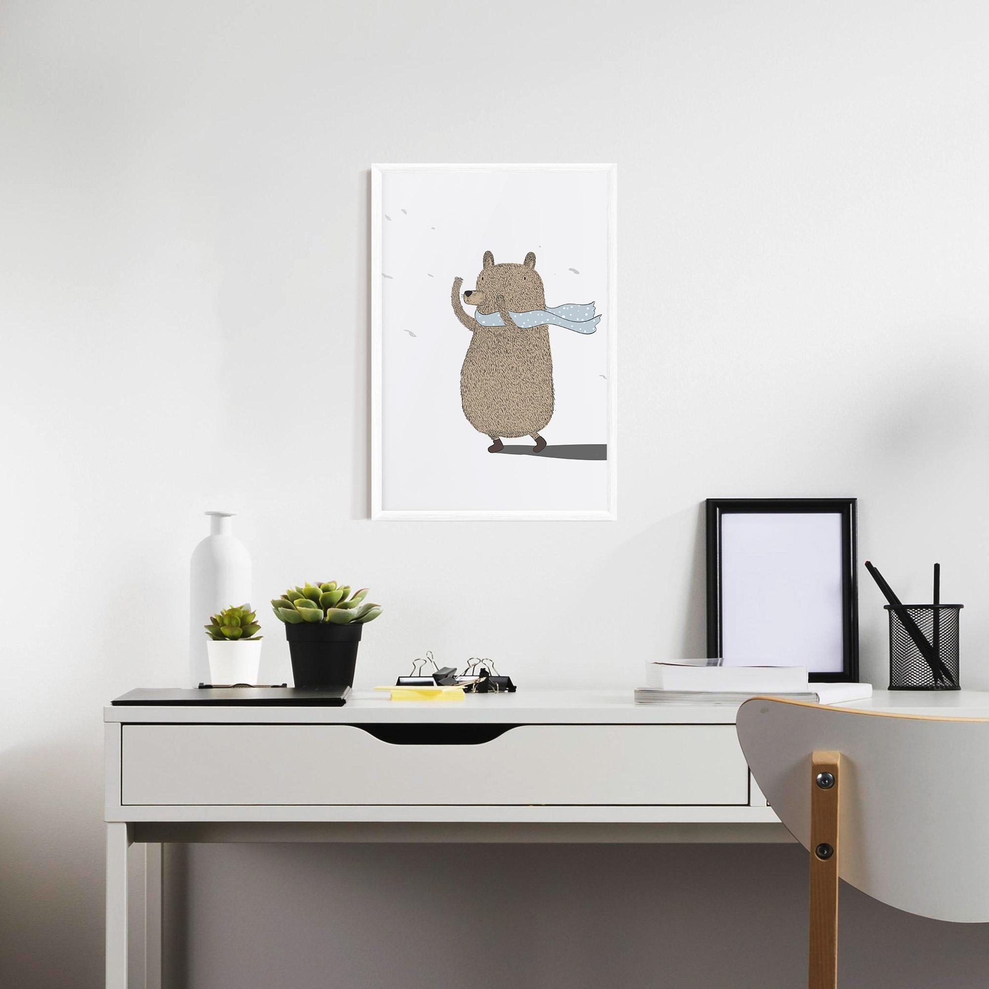 Рамкиран постер Bear Wearing A Scarf mockup 7