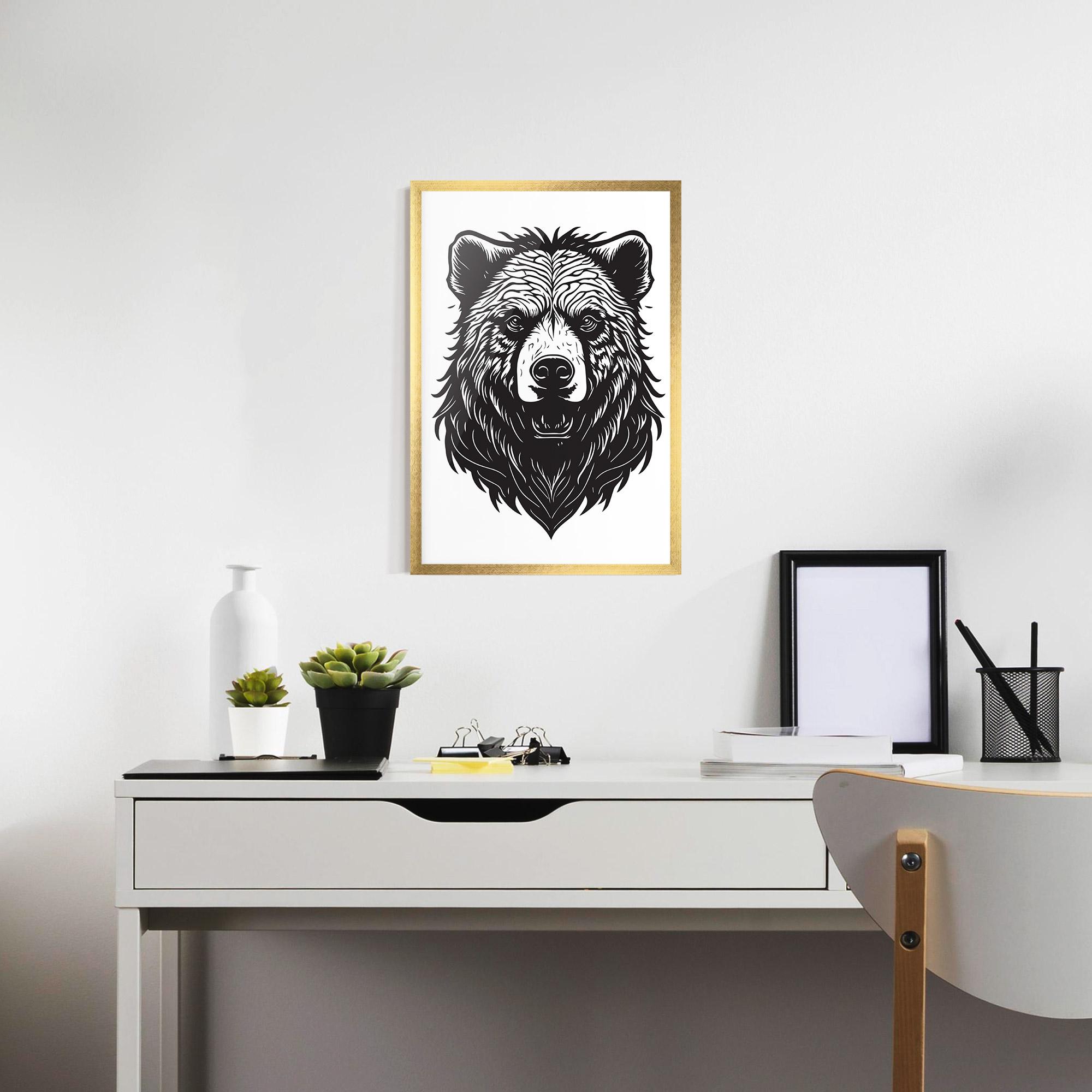Рамкиран постер Bear Black Head mockup 7