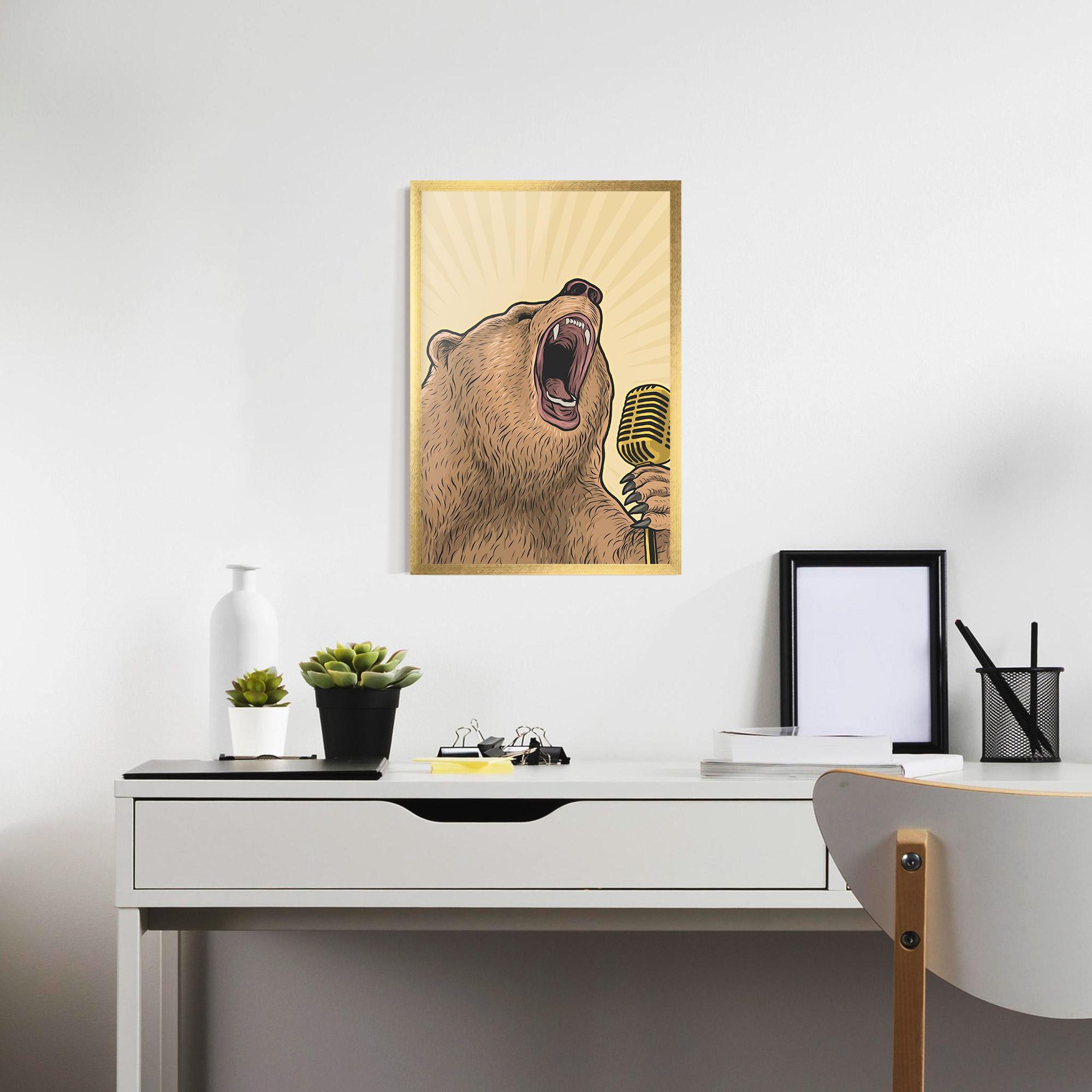 Рамкиран постер Bear Singing mockup 7