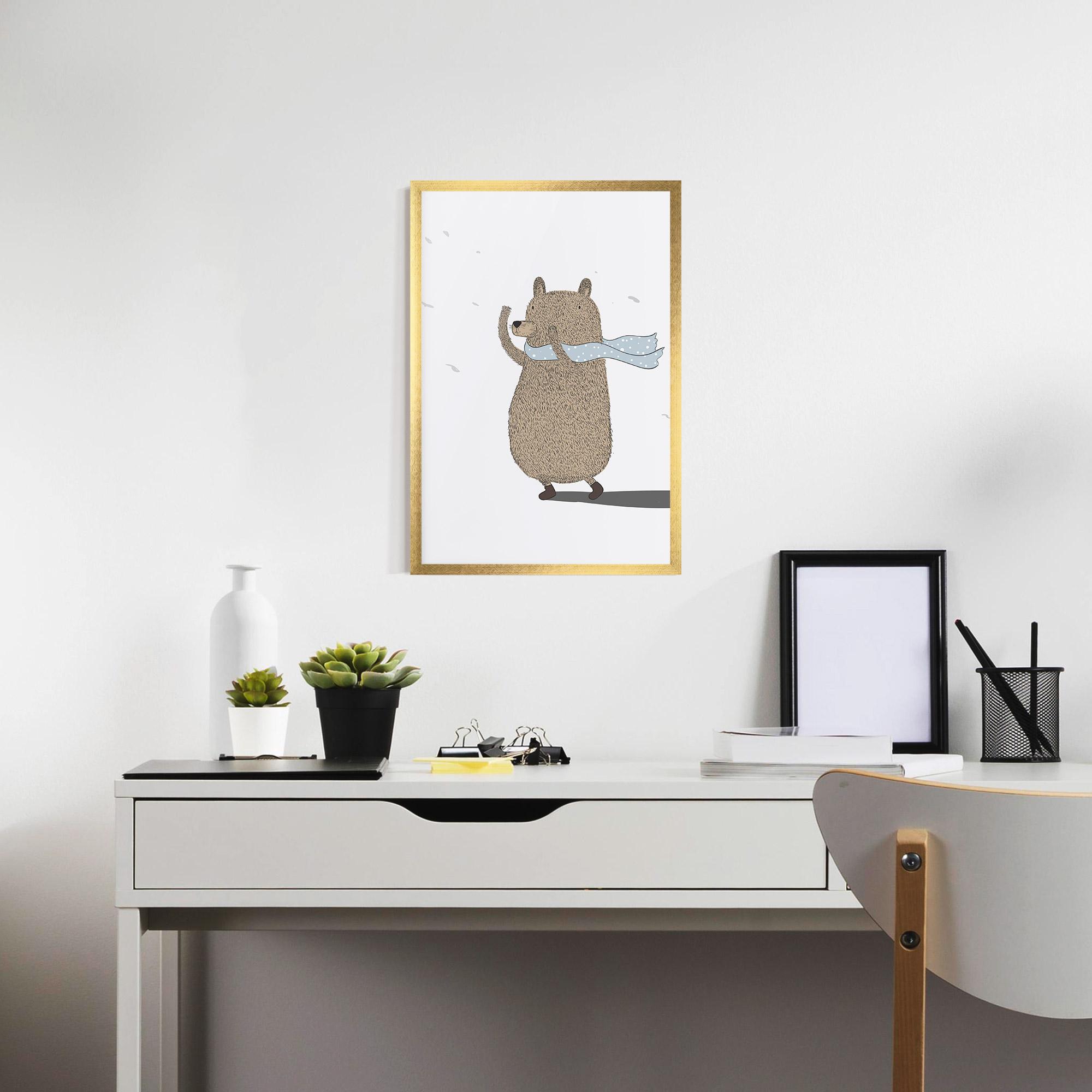 Рамкиран постер Bear Wearing A Scarf mockup 7