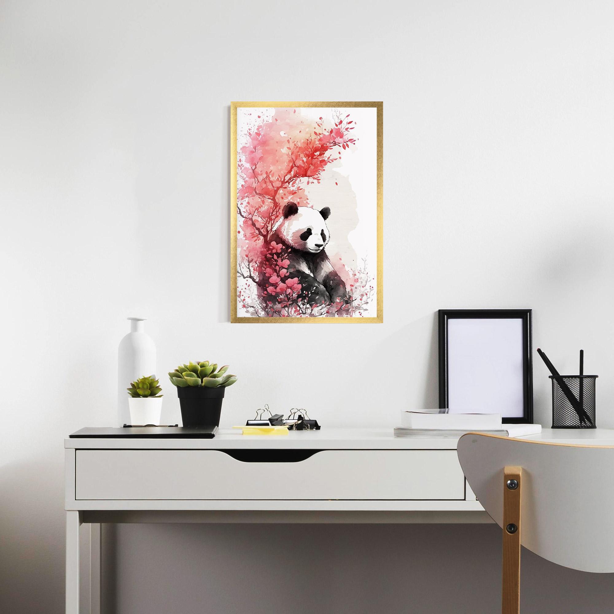 Рамкиран постер Pink Flower Panda mockup 7