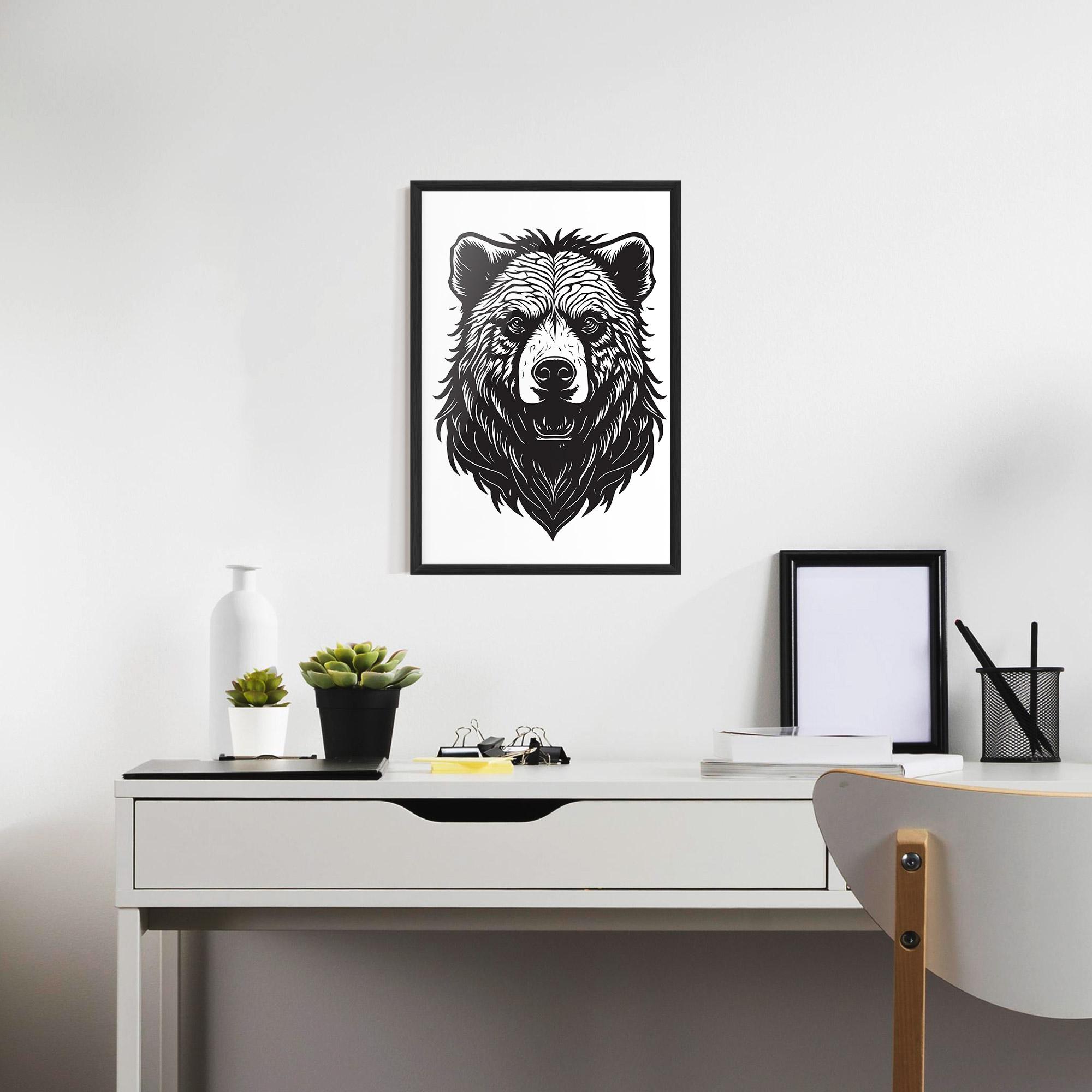 Рамкиран постер Bear Black Head mockup 7