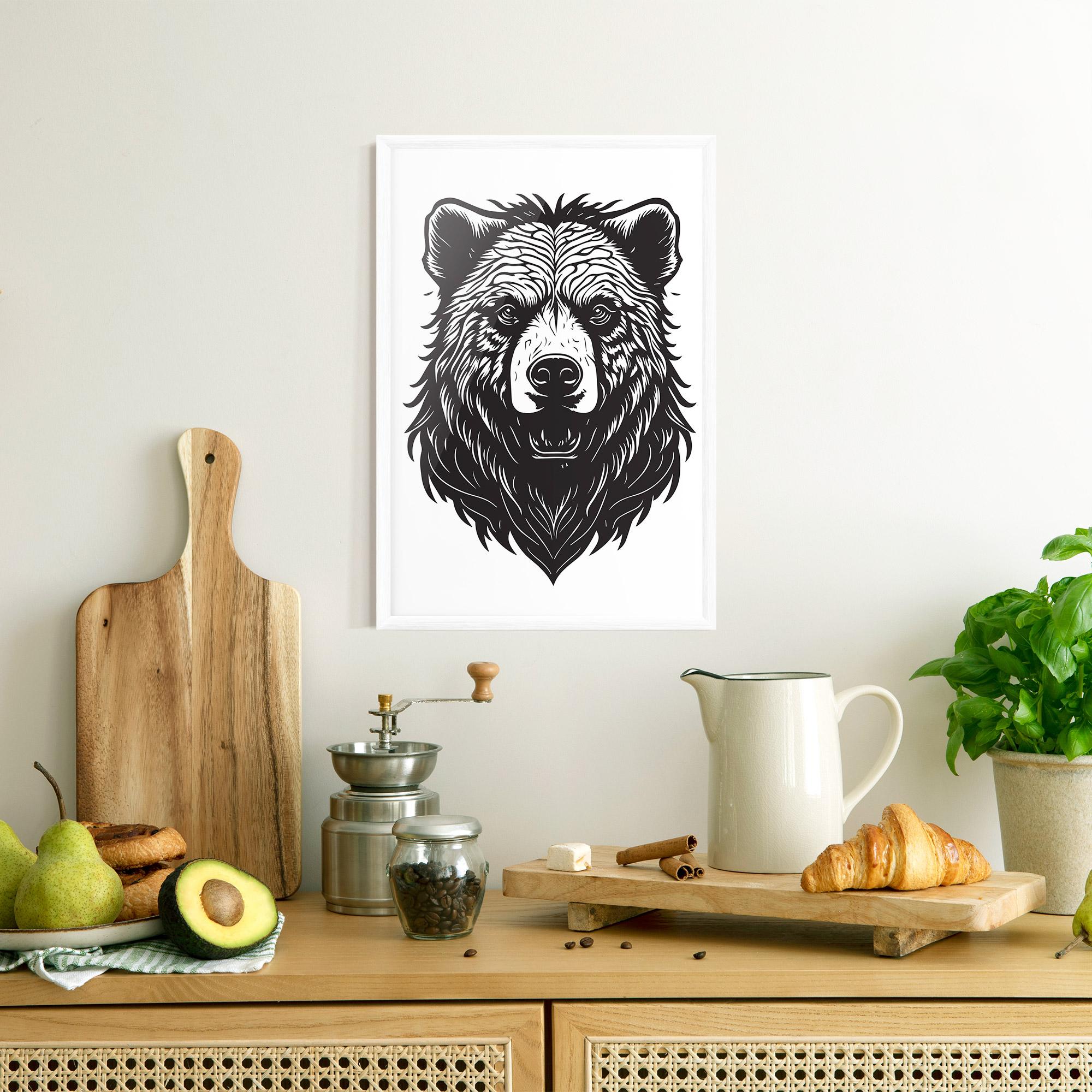 Рамкиран постер Bear Black Head mockup 8