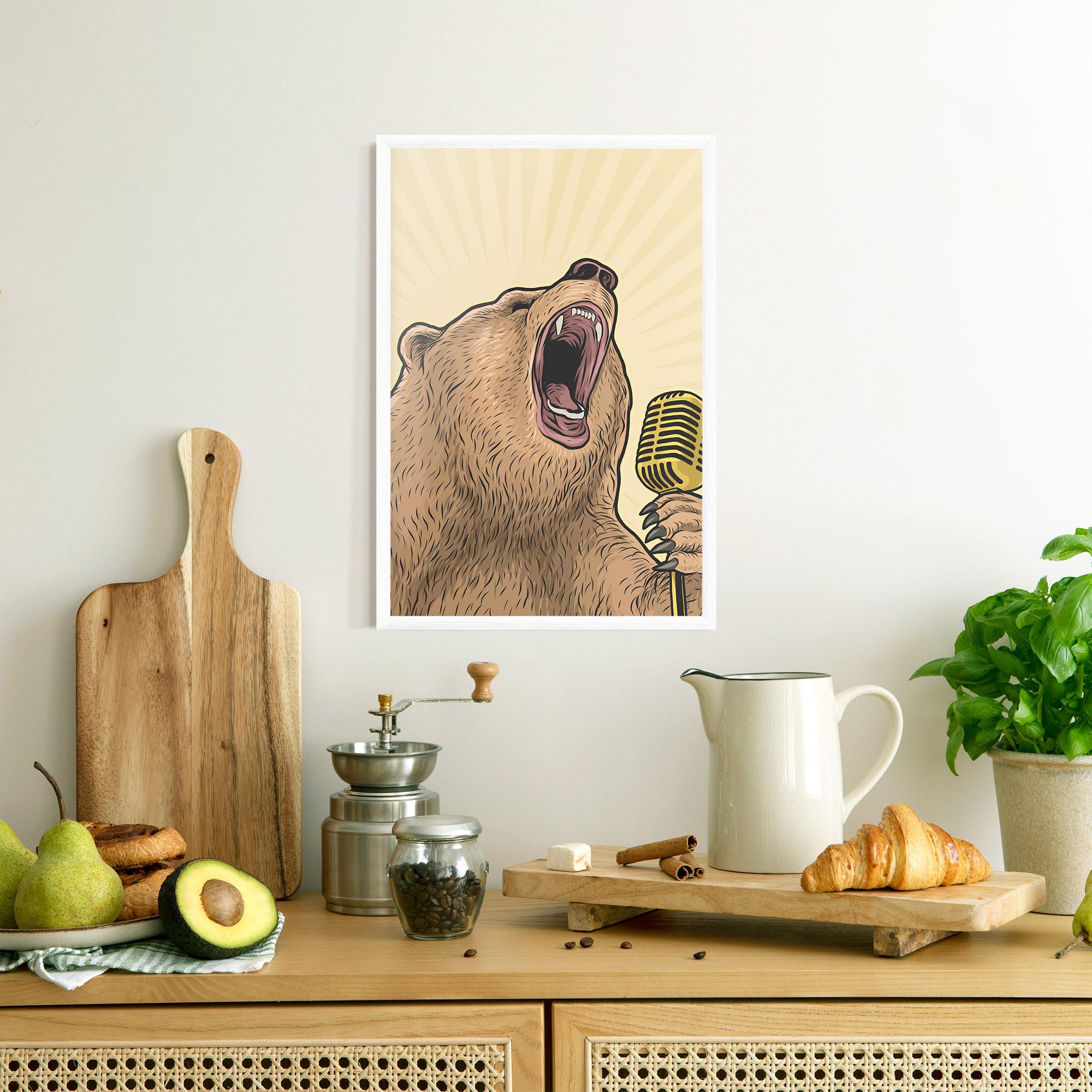 Рамкиран постер Bear Singing mockup 8