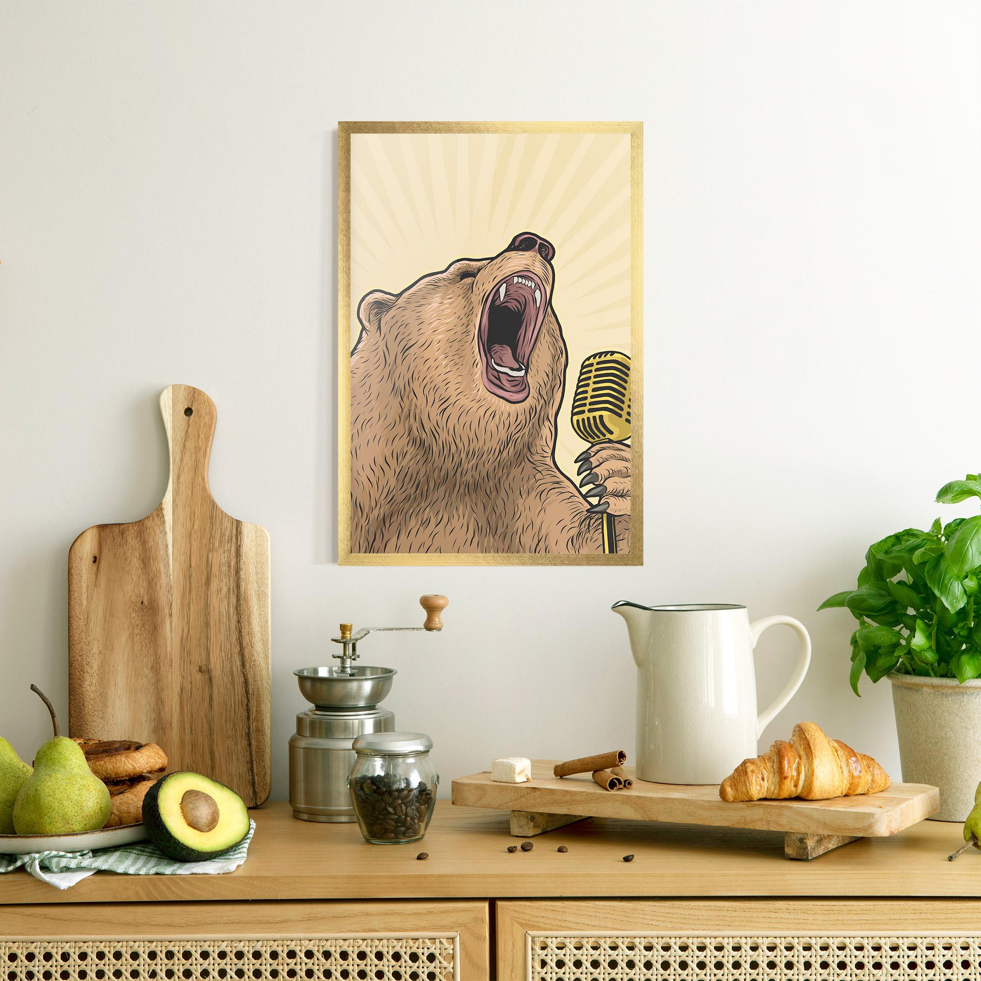 Рамкиран постер Bear Singing mockup 8