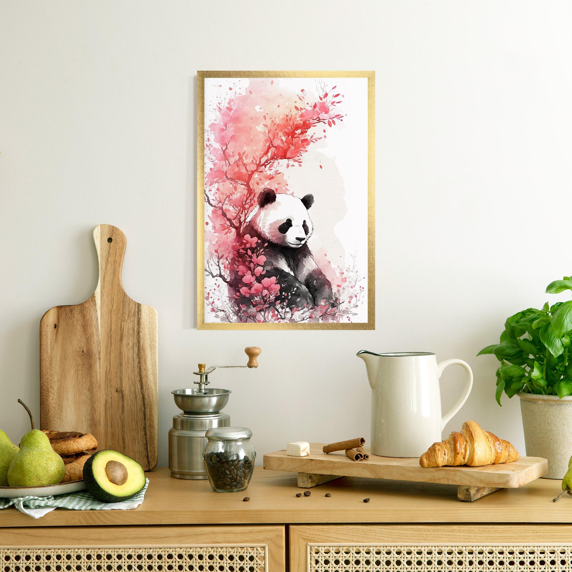 Рамкиран постер Pink Flower Panda mockup 8