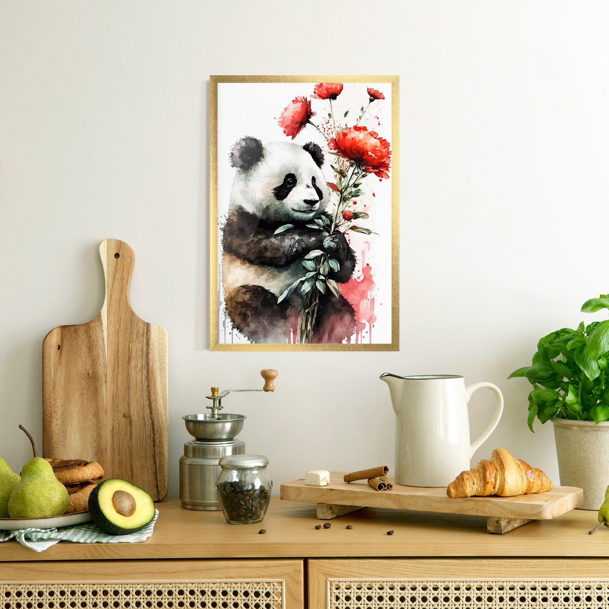 Рамкиран постер Red Flower Panda mockup 8