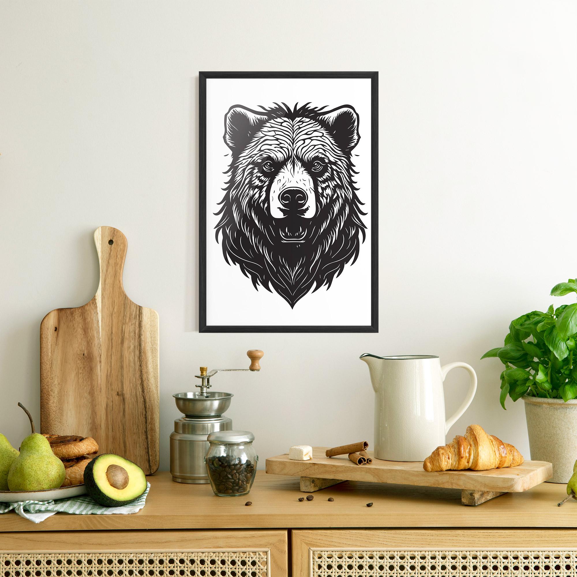 Рамкиран постер Bear Black Head mockup 8