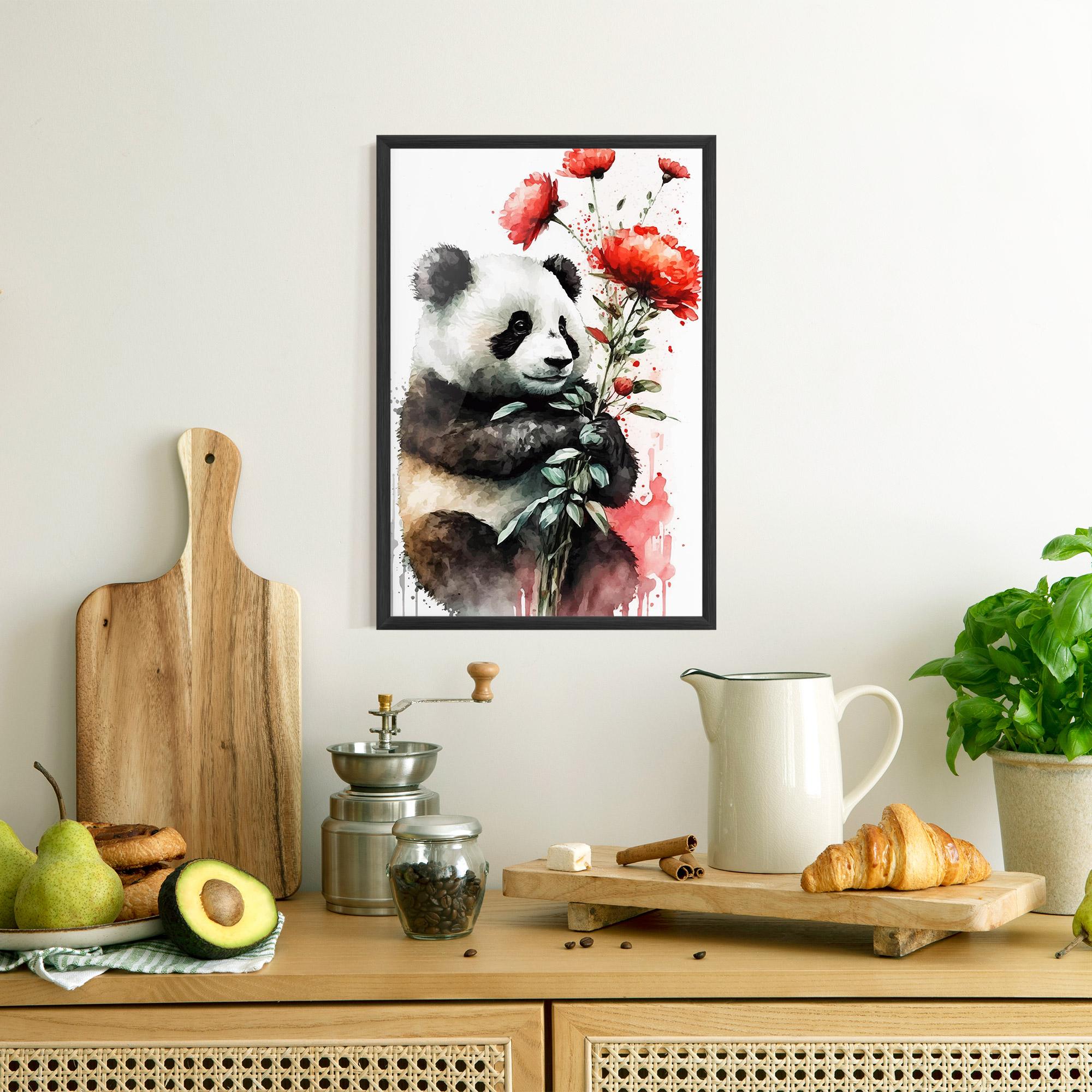 Рамкиран постер Red Flower Panda mockup 8