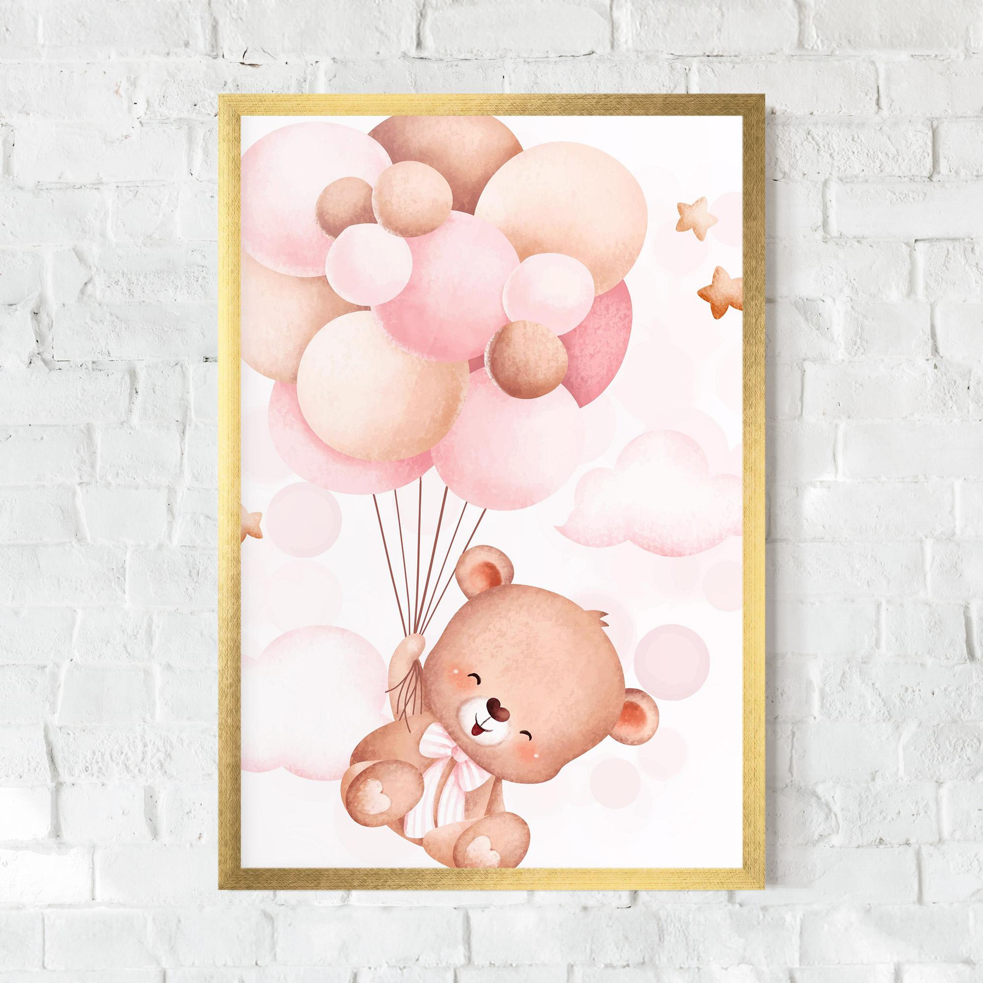 Рамкиран постер Balloons Bear mockup 0