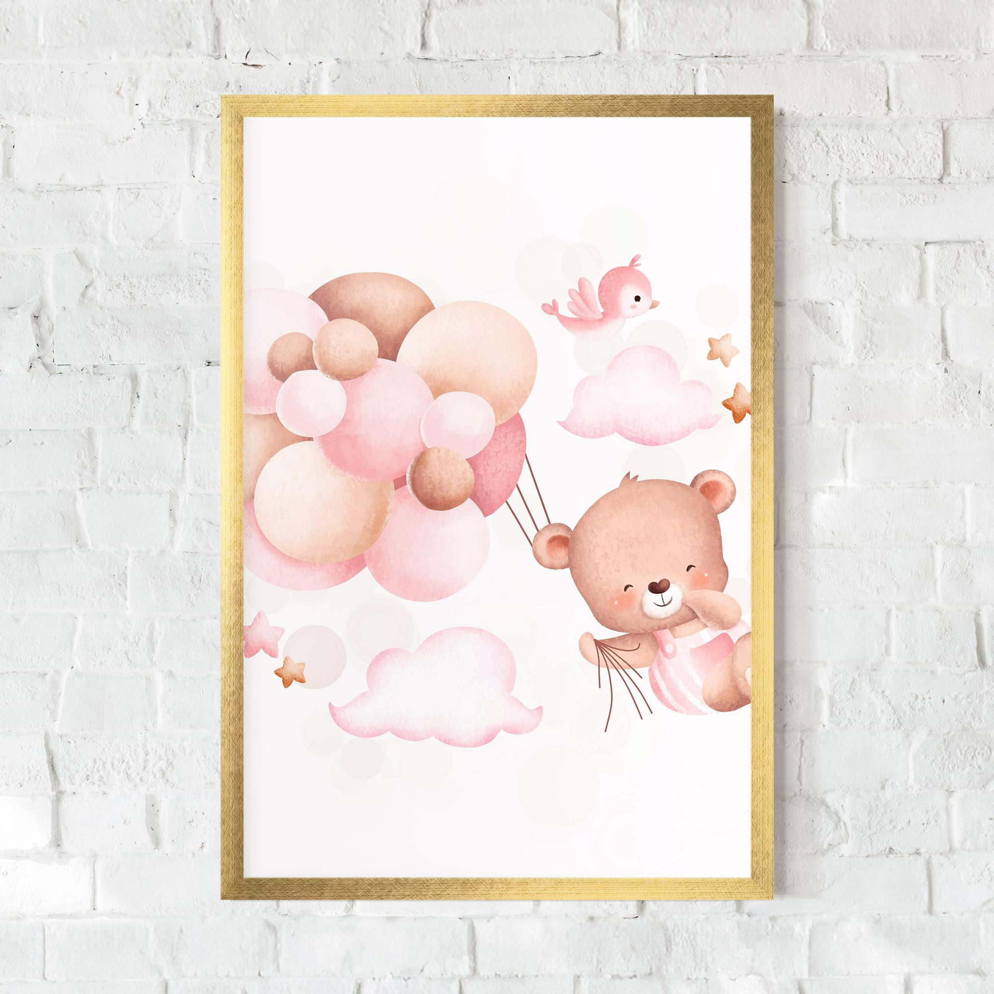 Рамкиран постер Pink Bear Balloons mockup 0
