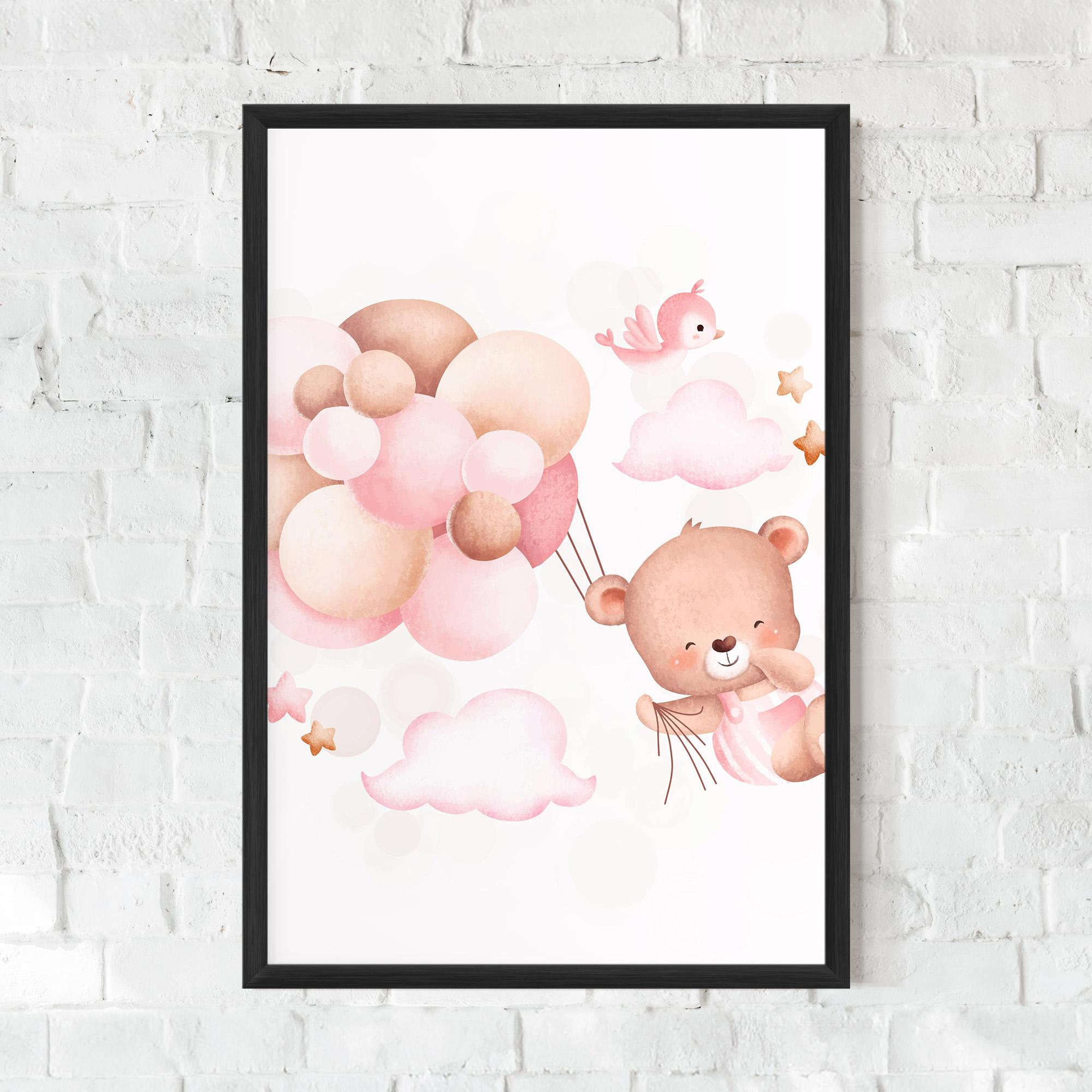 Рамкиран постер Pink Bear Balloons mockup 0