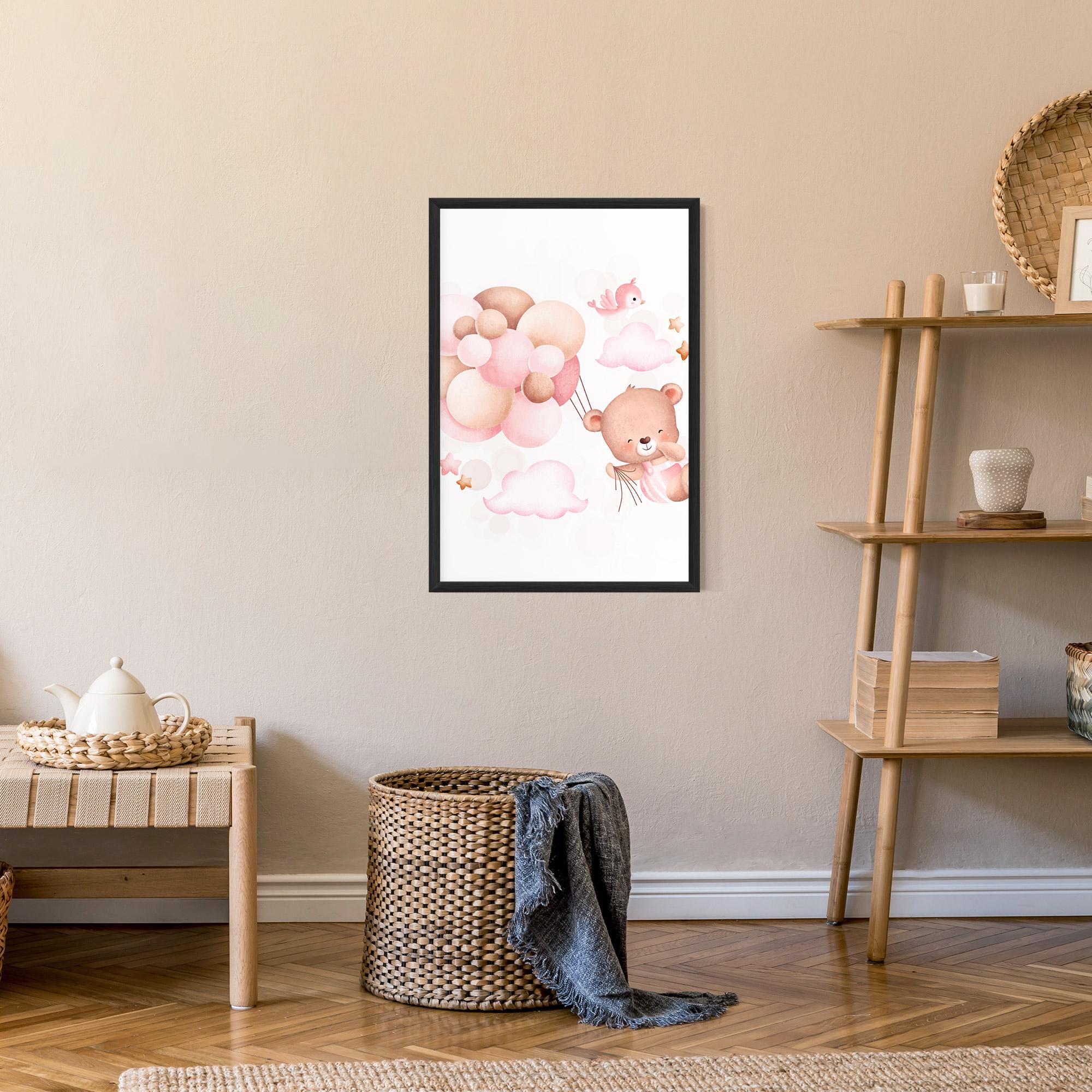 Рамкиран постер Pink Bear Balloons mockup 9