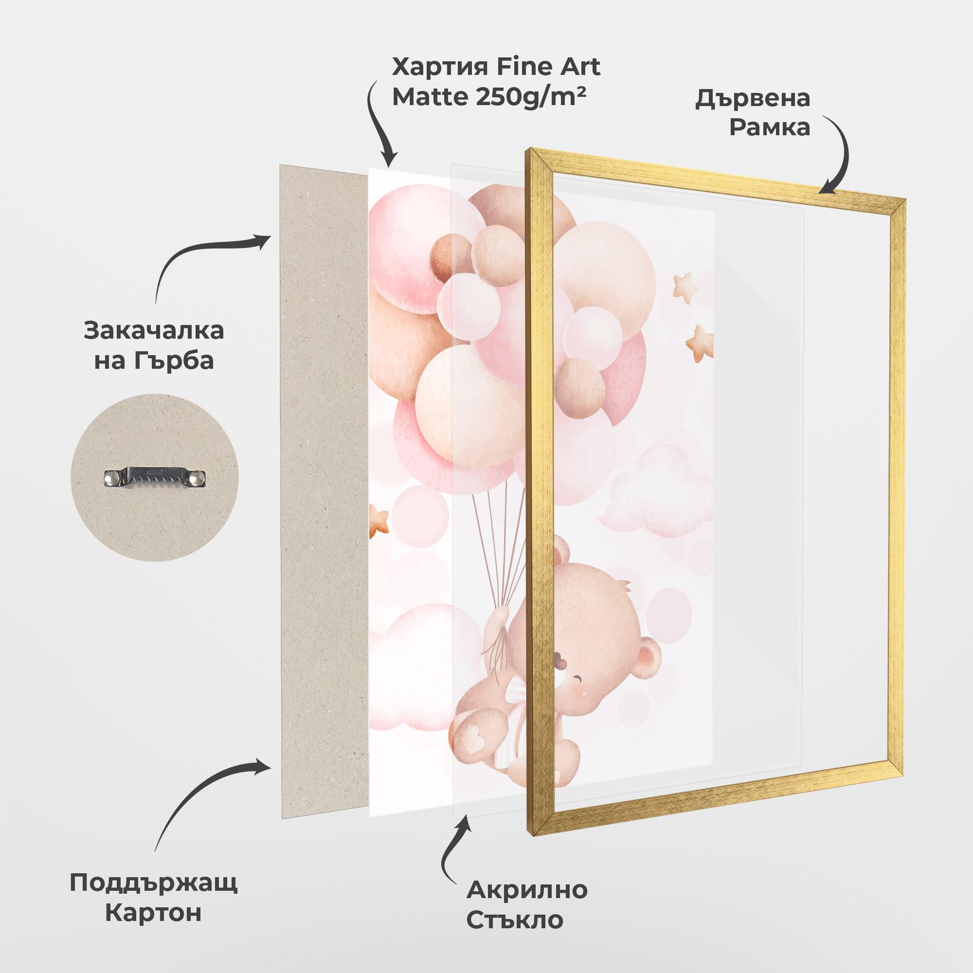 Рамкиран постер Balloons Bear mockup 1