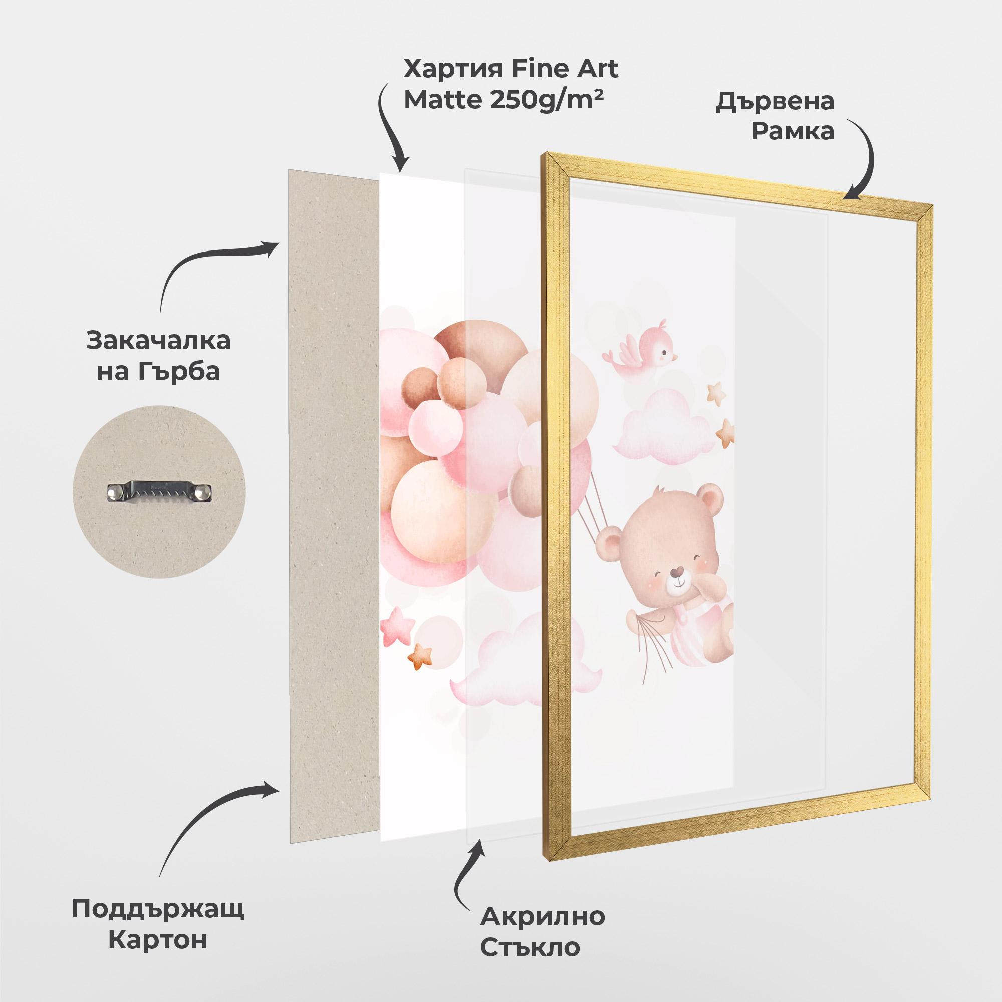 Рамкиран постер Pink Bear Balloons mockup 1