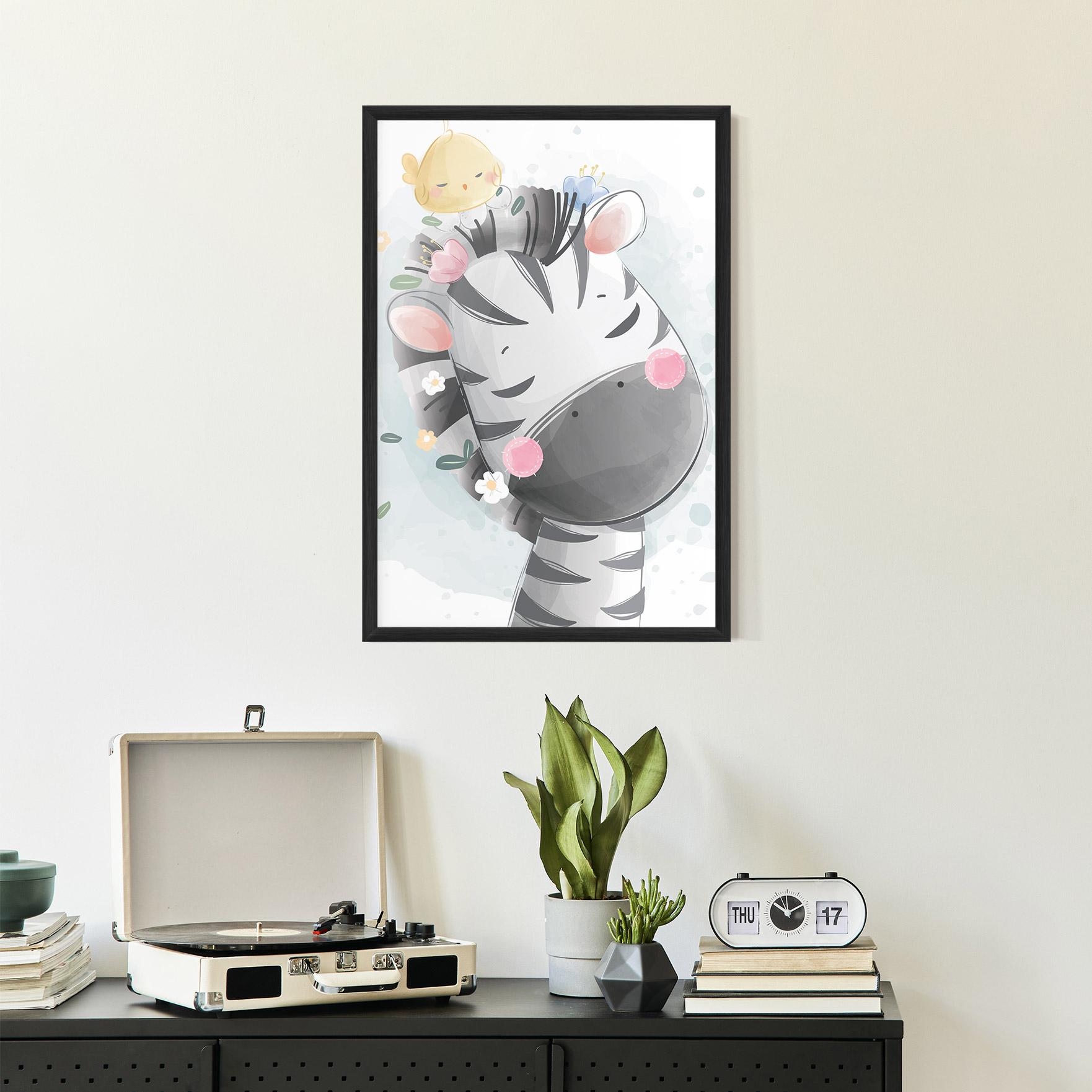 Рамкиран постер Zebra Bird mockup 2