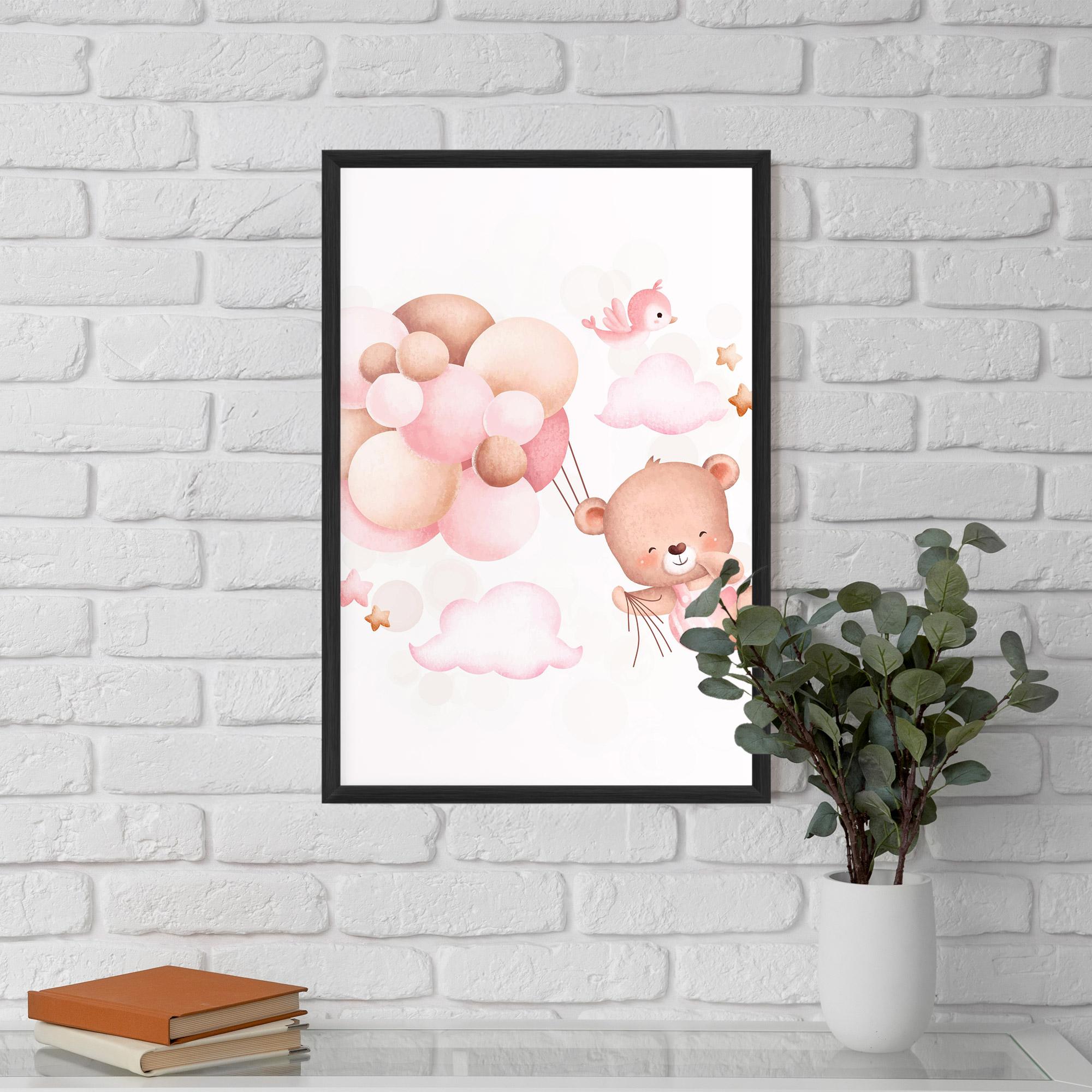 Рамкиран постер Pink Bear Balloons mockup 5