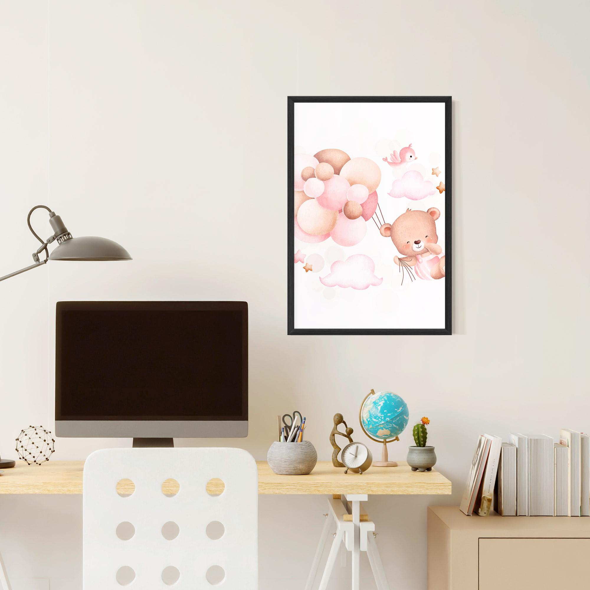 Рамкиран постер Pink Bear Balloons mockup 6
