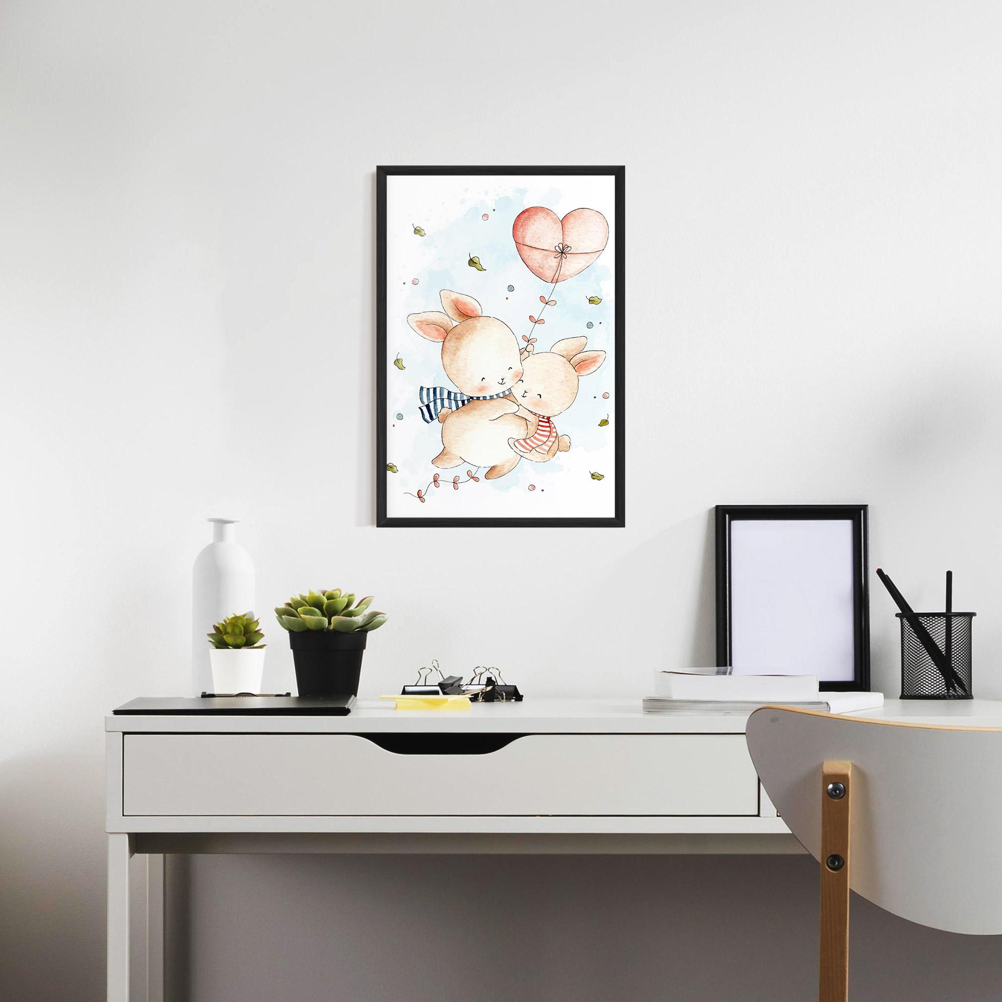 Рамкиран постер Cute Couple Rabbit mockup 7