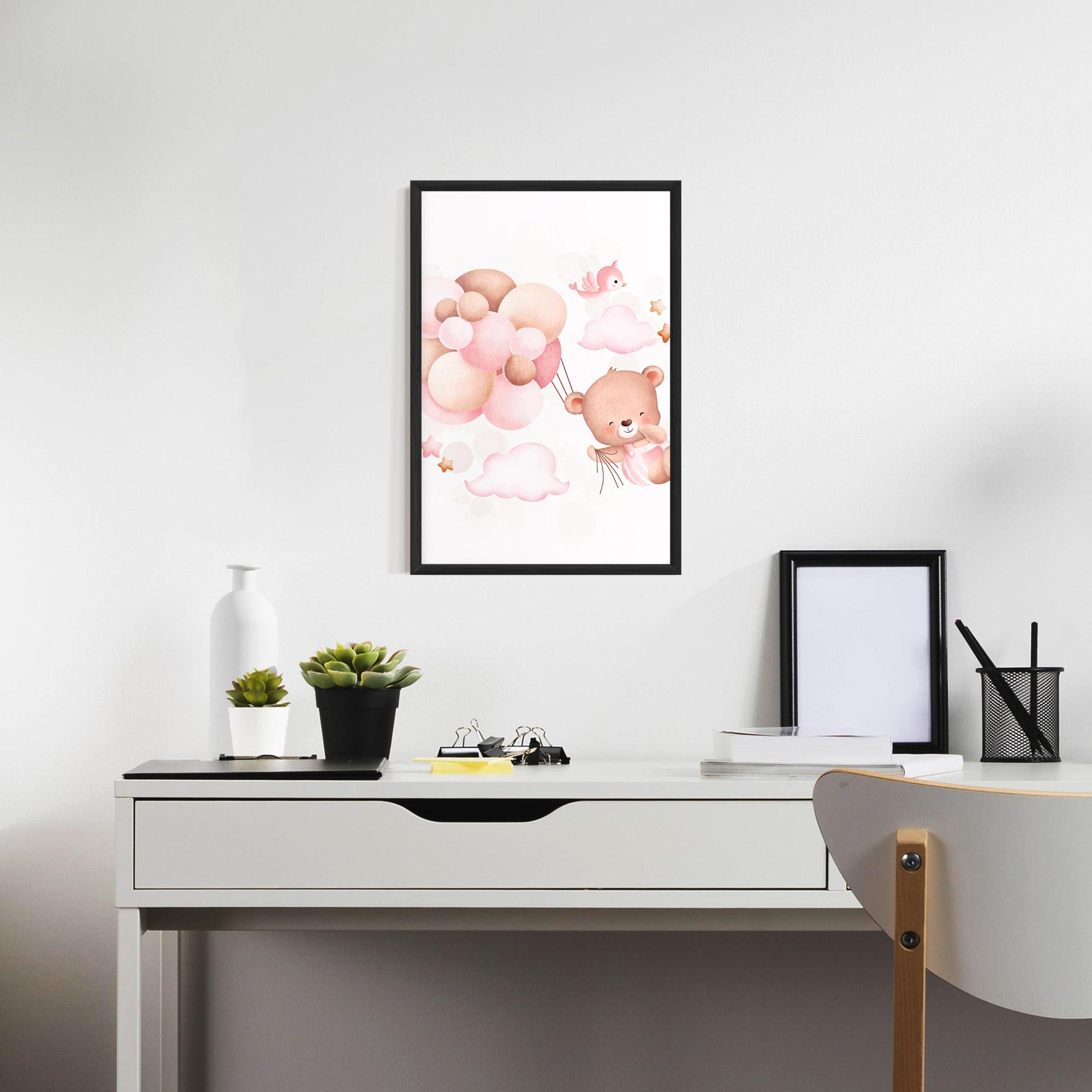 Рамкиран постер Pink Bear Balloons mockup 7