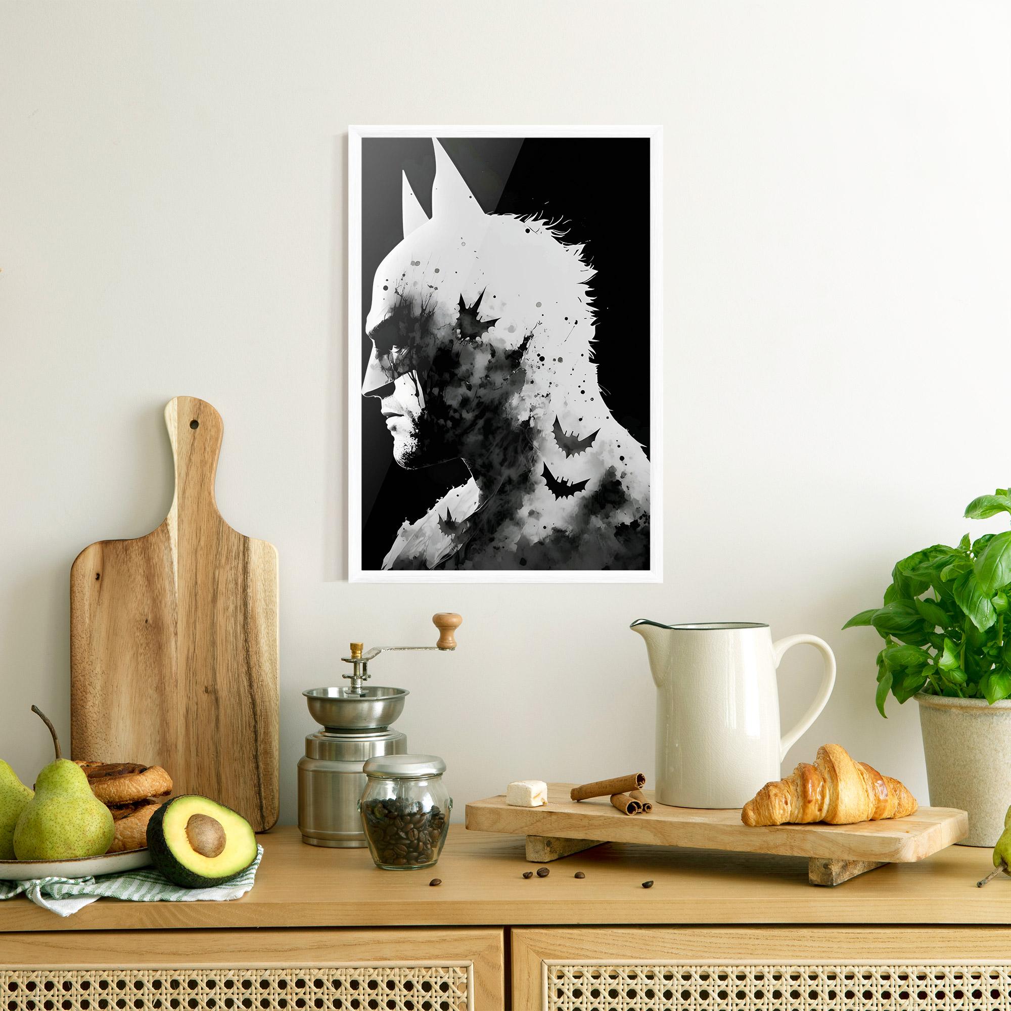 Рамкиран постер Black White Batman mockup 8