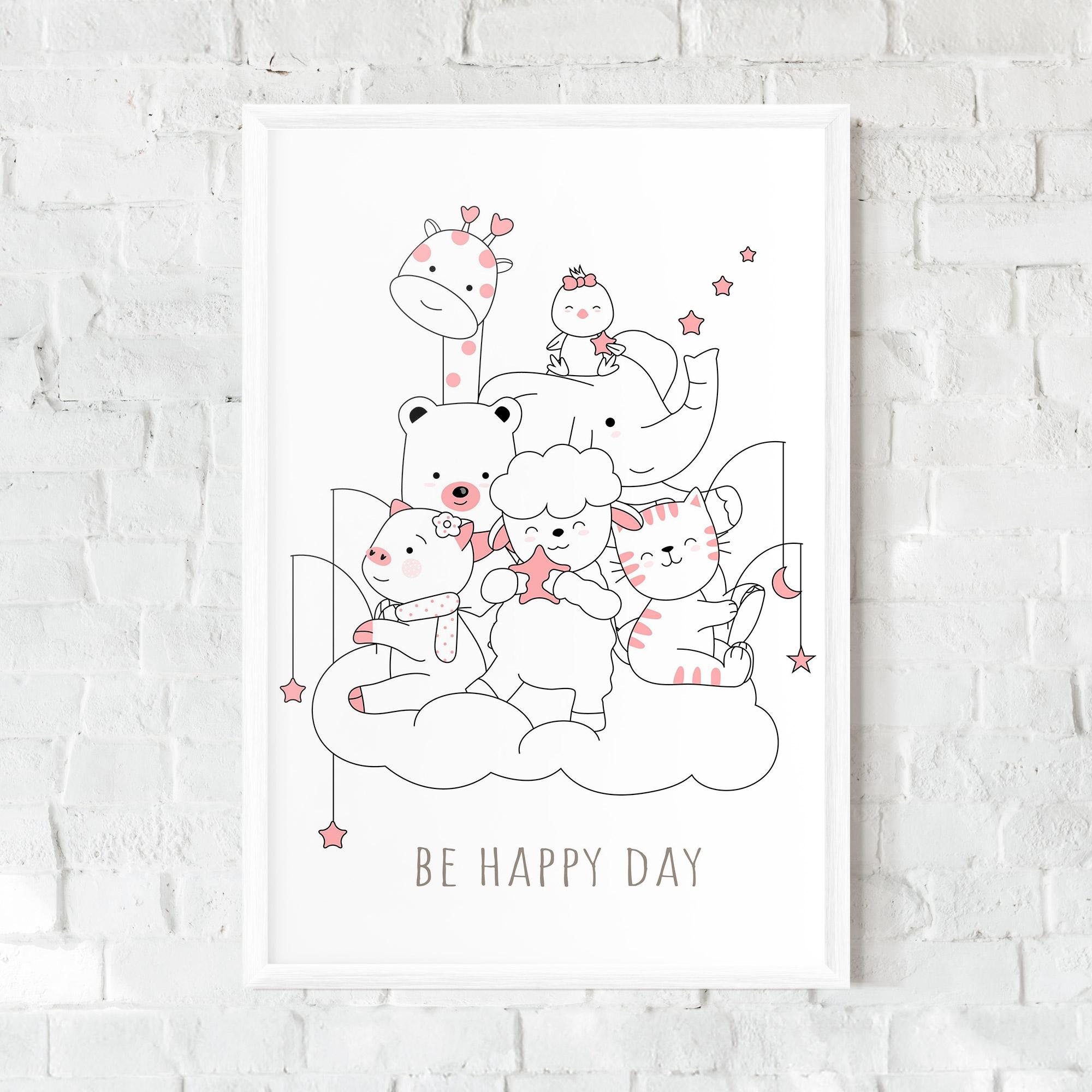 Рамкиран постер Be Happy Day mockup 0