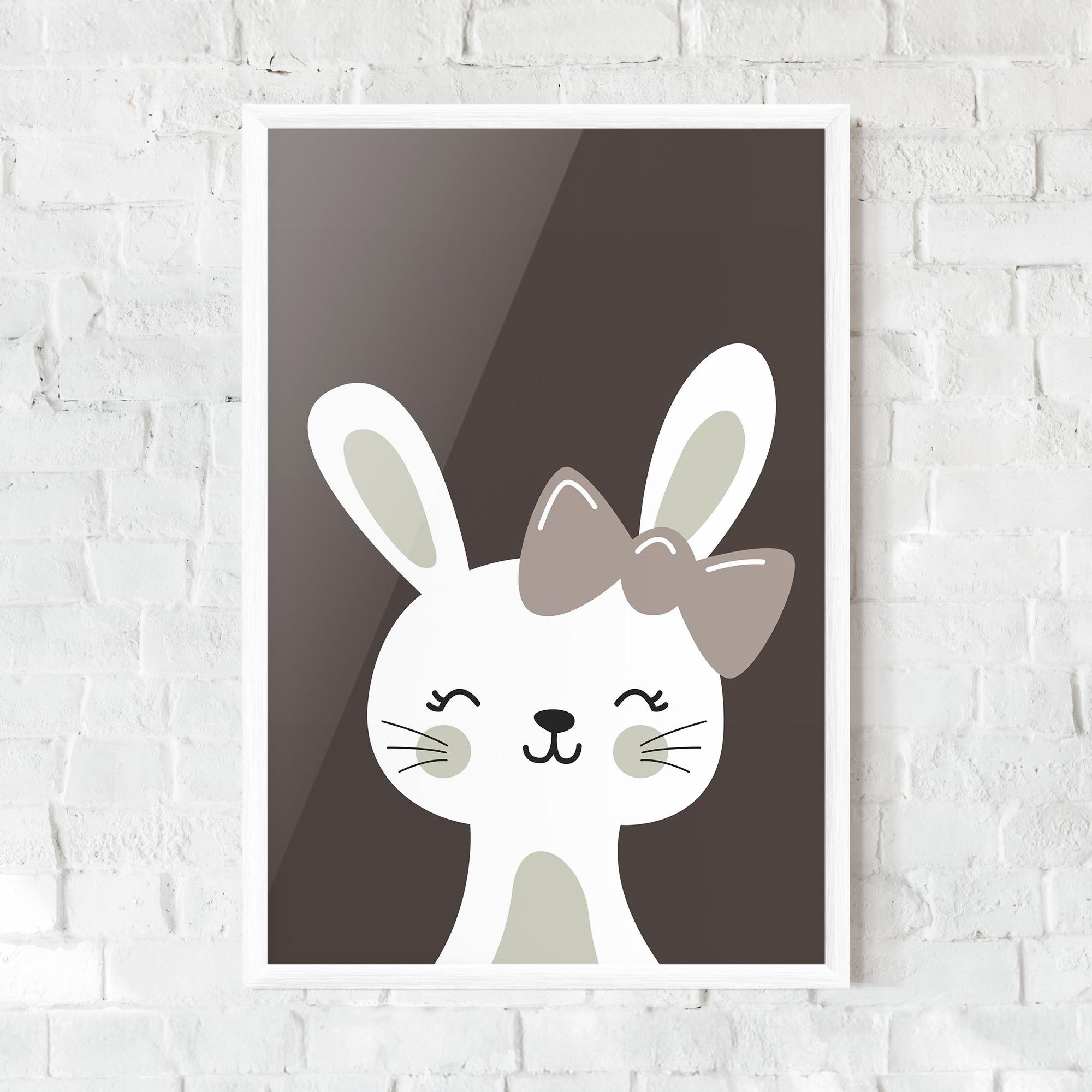 Рамкиран постер Cream Bow Bunny mockup 0