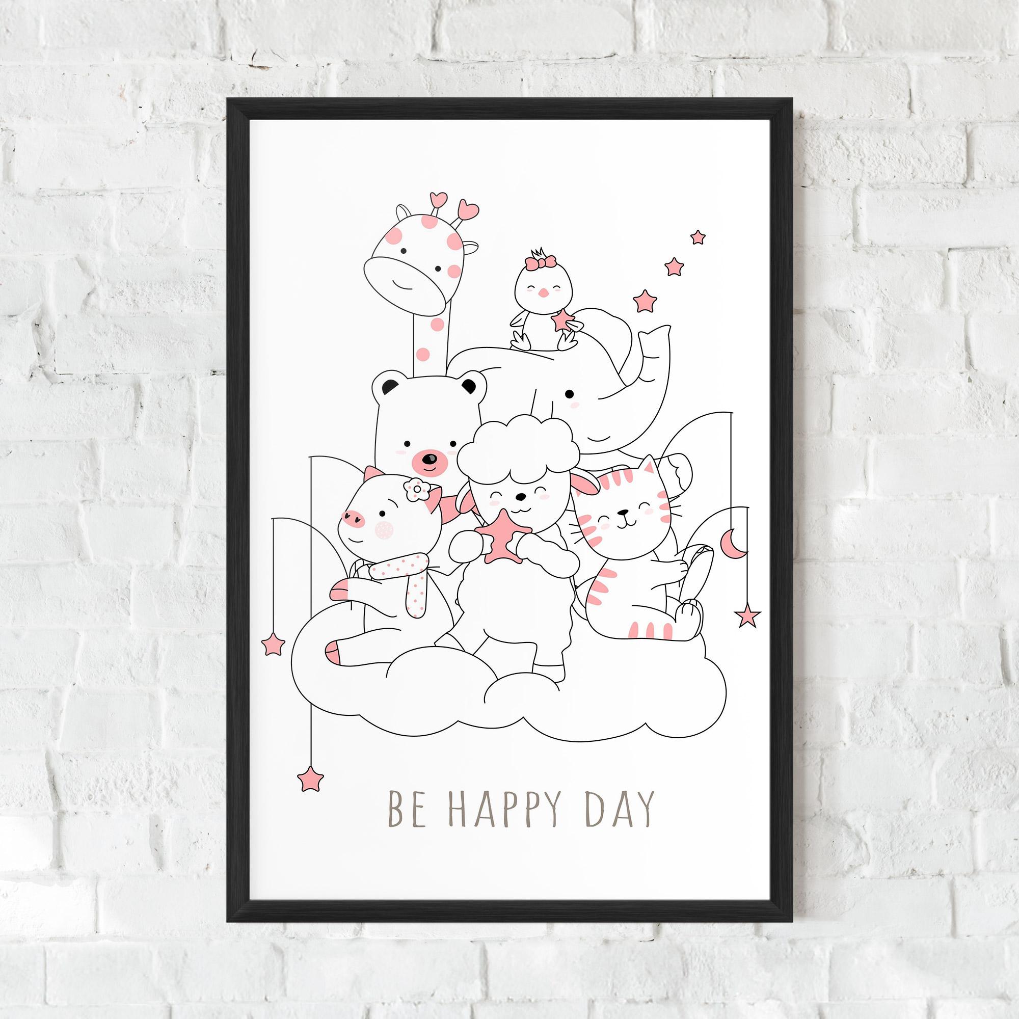Рамкиран постер Be Happy Day mockup 0