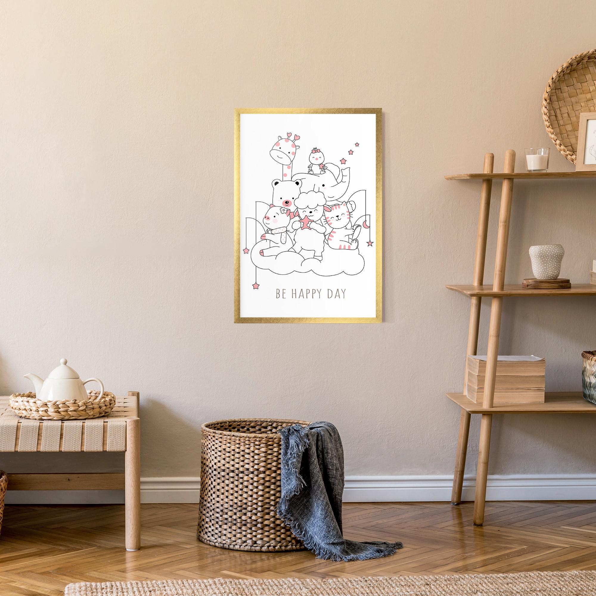 Рамкиран постер Be Happy Day mockup 9