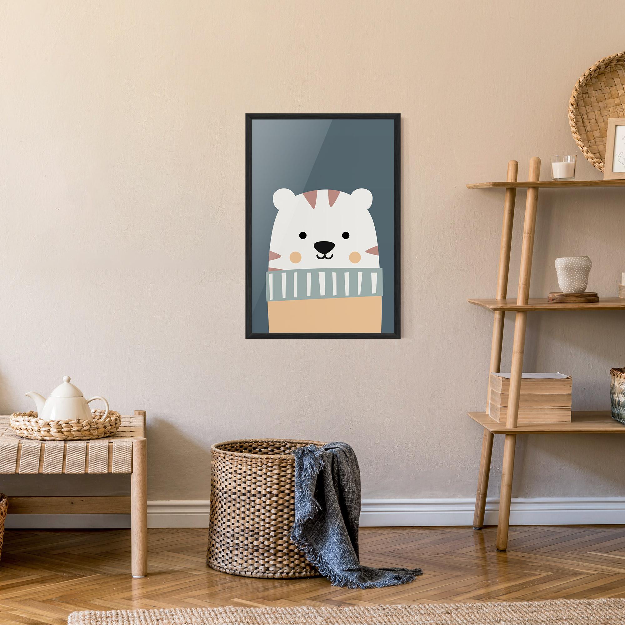Рамкиран постер Cute White Tiger mockup 9