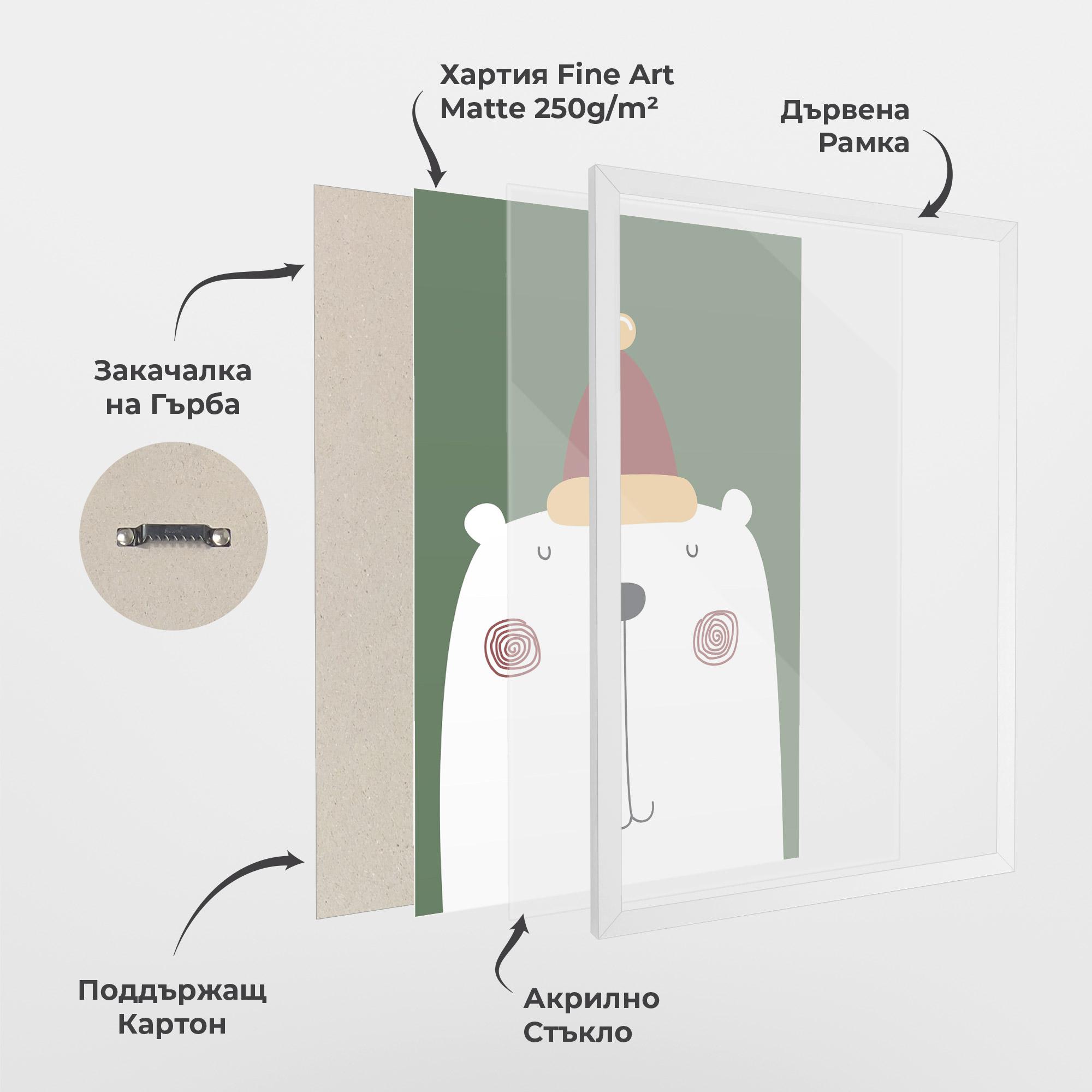 Рамкиран постер Cute Icebear Drawing mockup 1