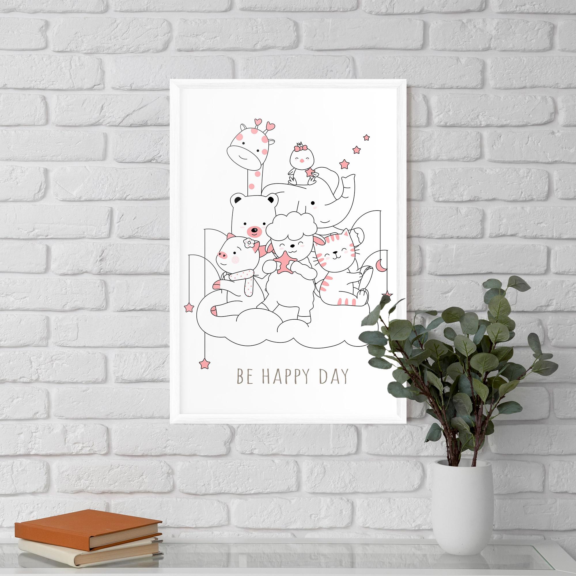 Рамкиран постер Be Happy Day mockup 5