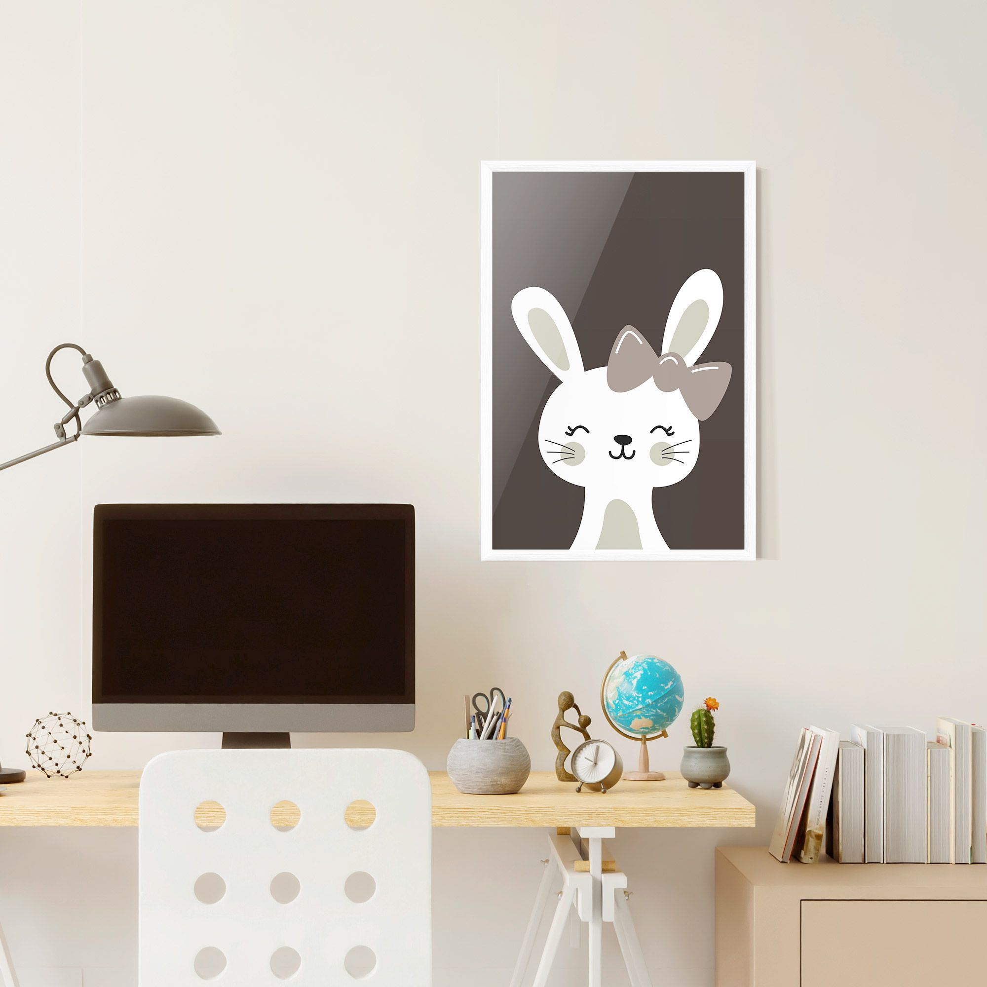 Cream Bow Bunny mockup 6
