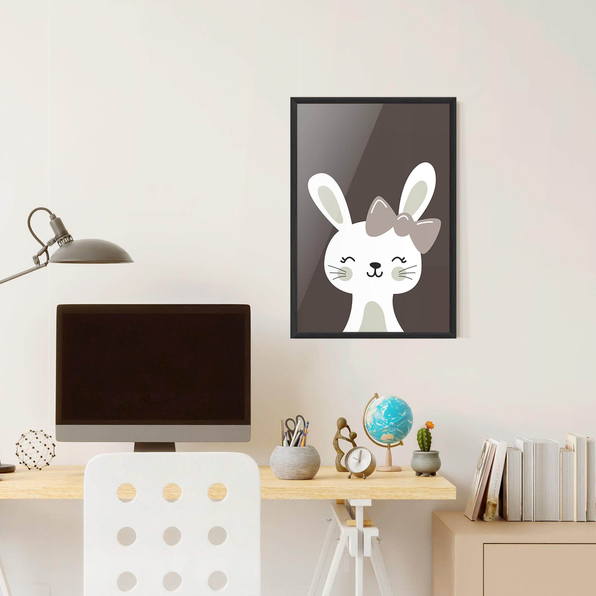 Рамкиран постер Cream Bow Bunny mockup 6