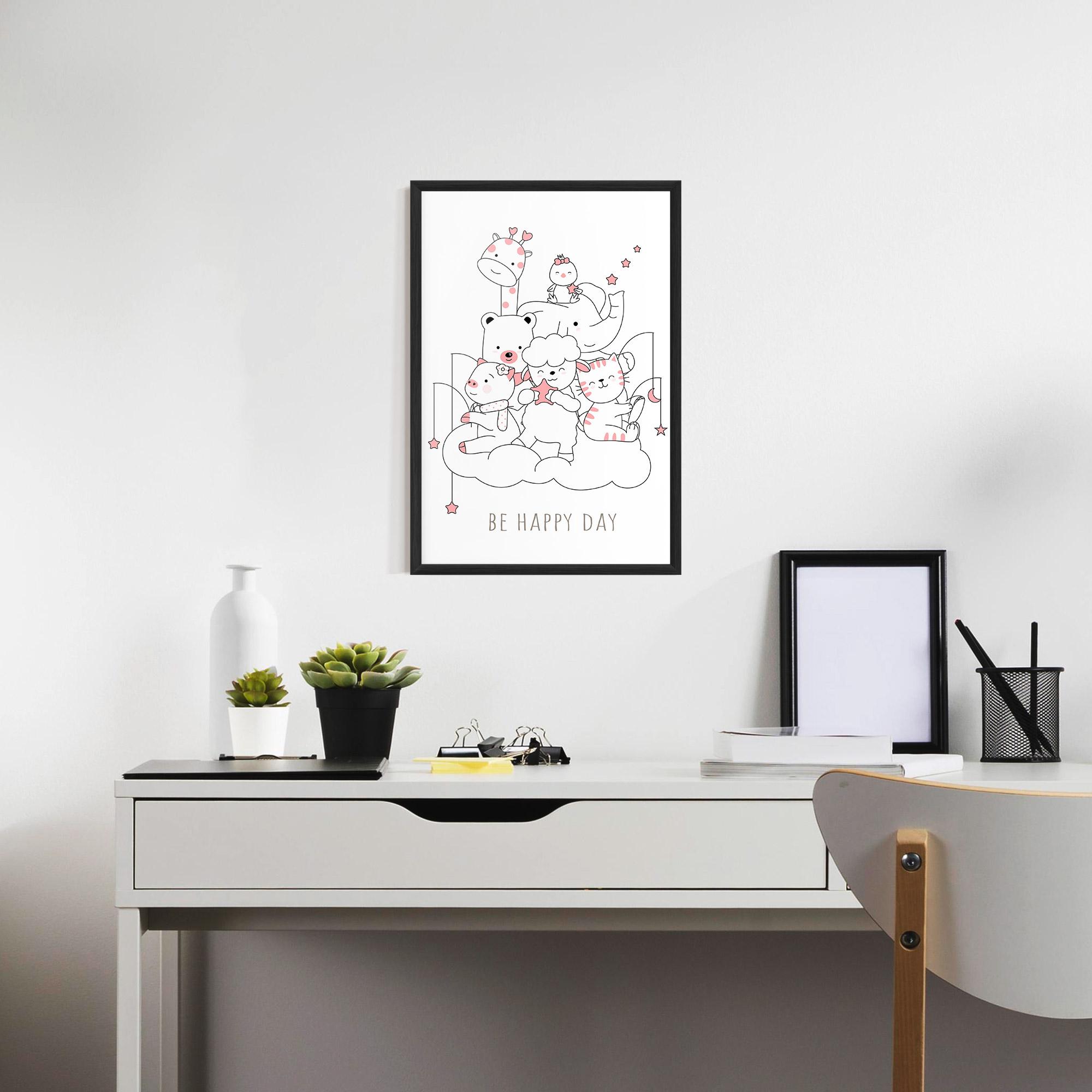 Рамкиран постер Be Happy Day mockup 7