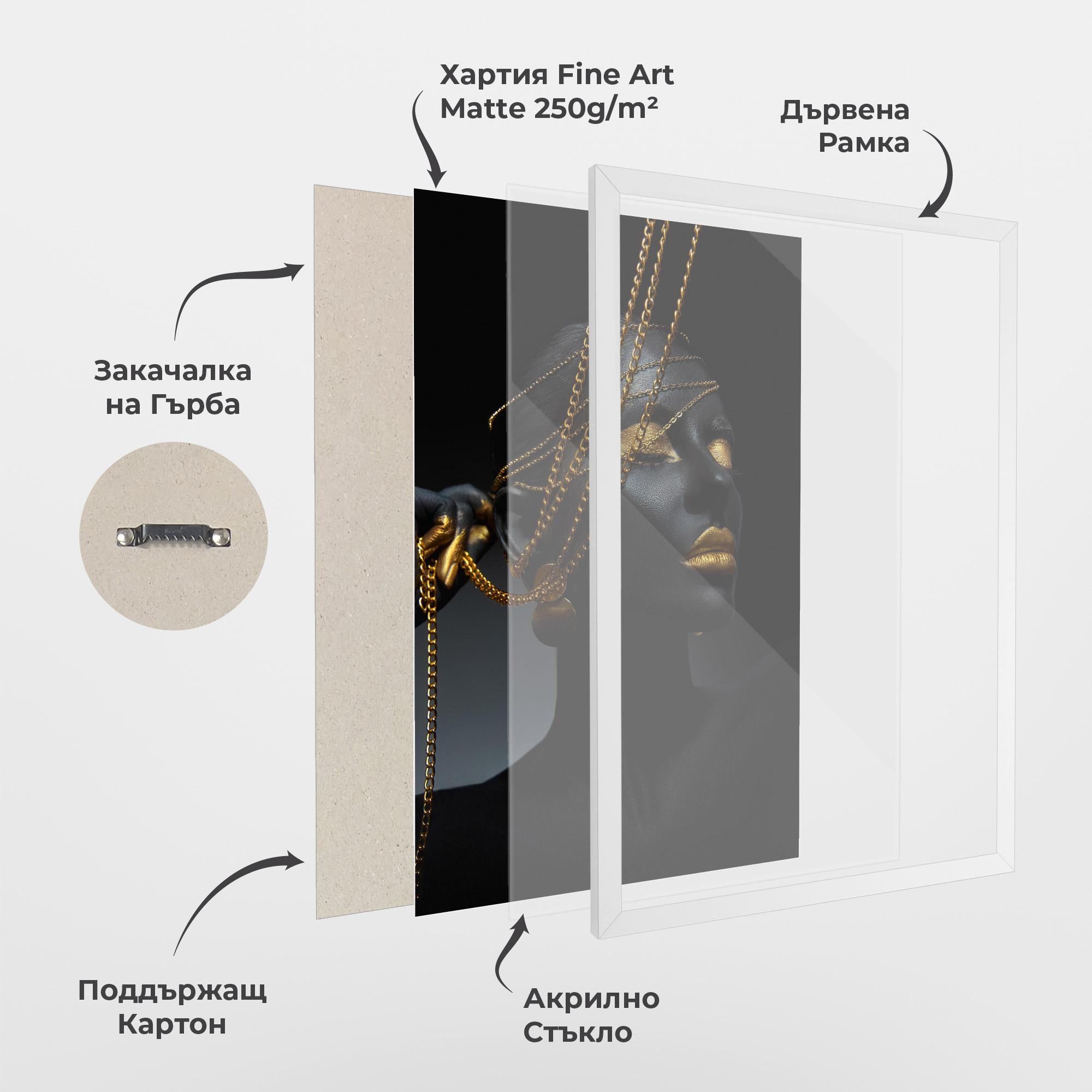 Рамкиран постер Pretty Gold Chain mockup 1