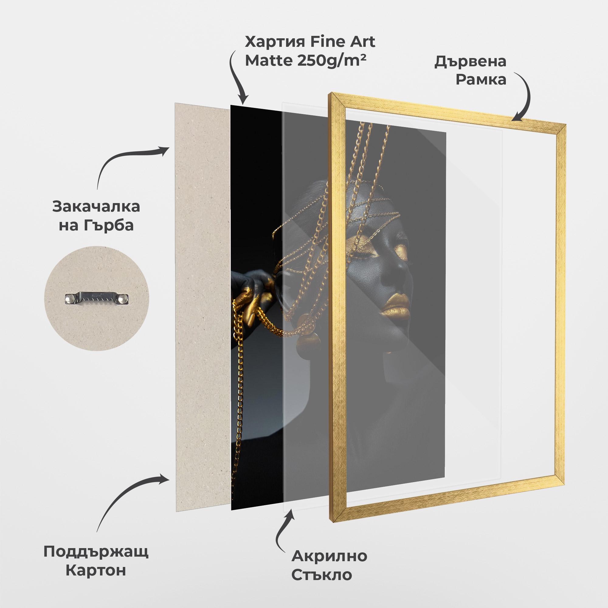 Рамкиран постер Pretty Gold Chain mockup 1