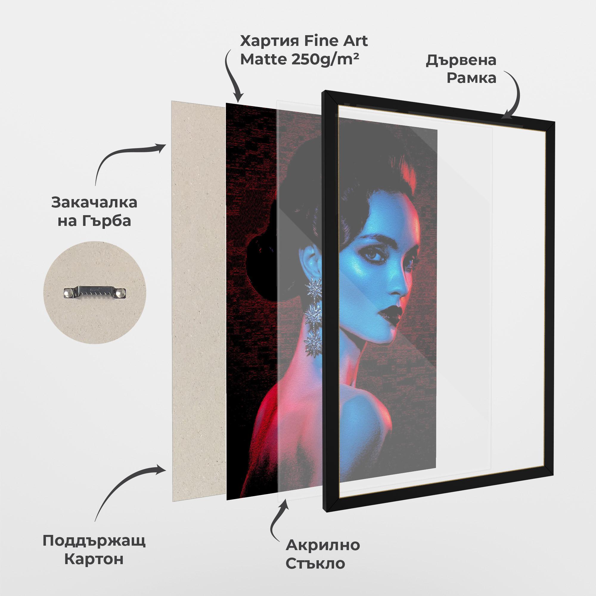 Рамкиран постер Red Blue Earrings mockup 1