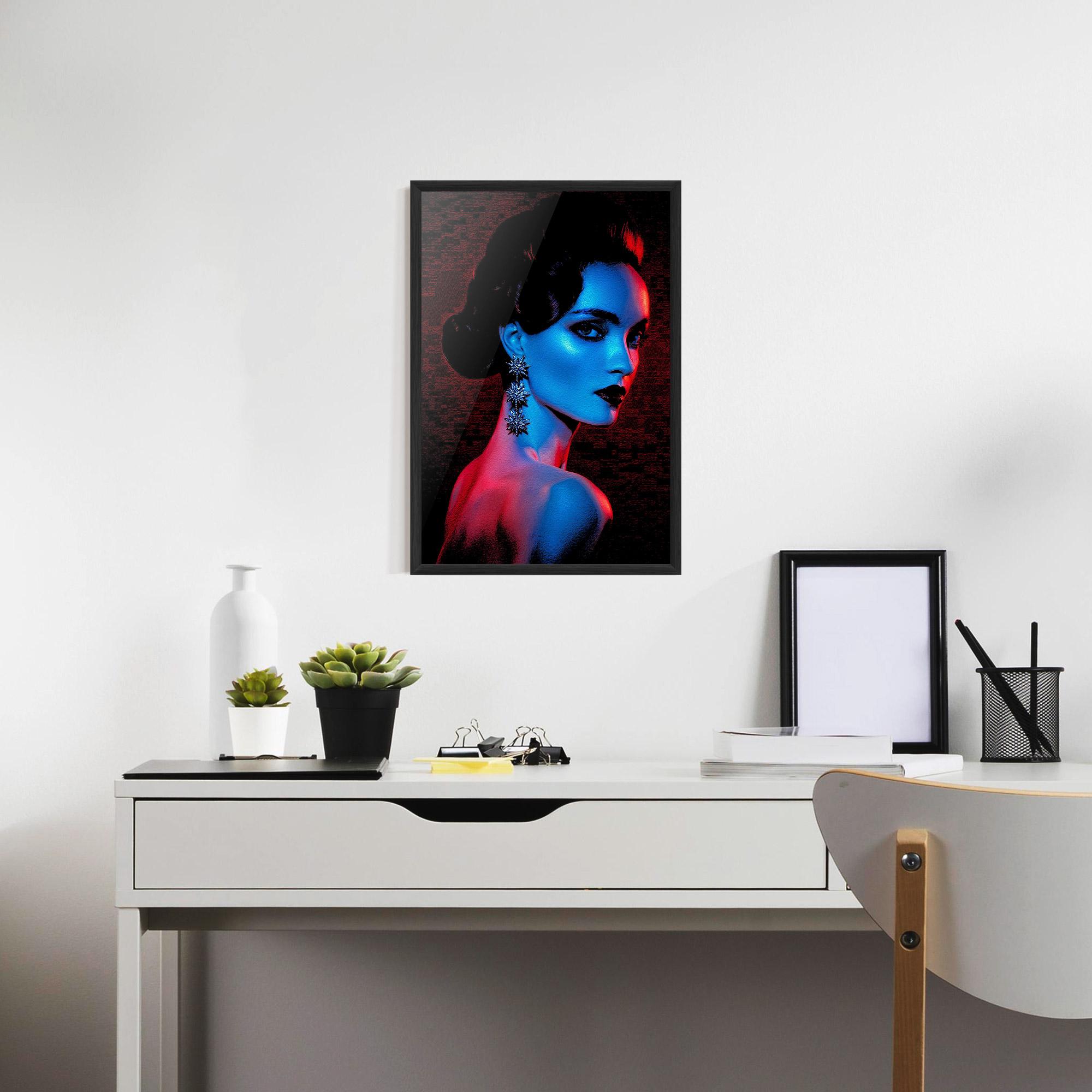 Рамкиран постер Red Blue Earrings mockup 7