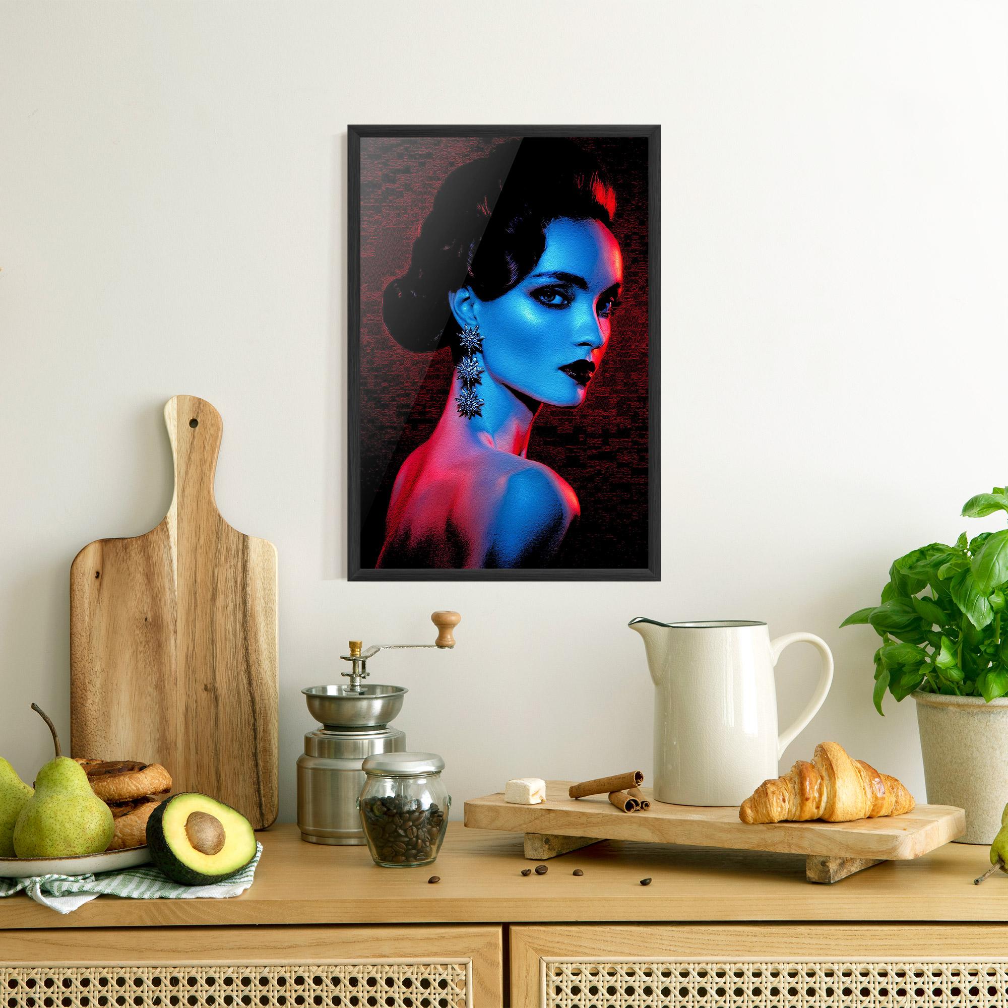 Рамкиран постер Red Blue Earrings mockup 8